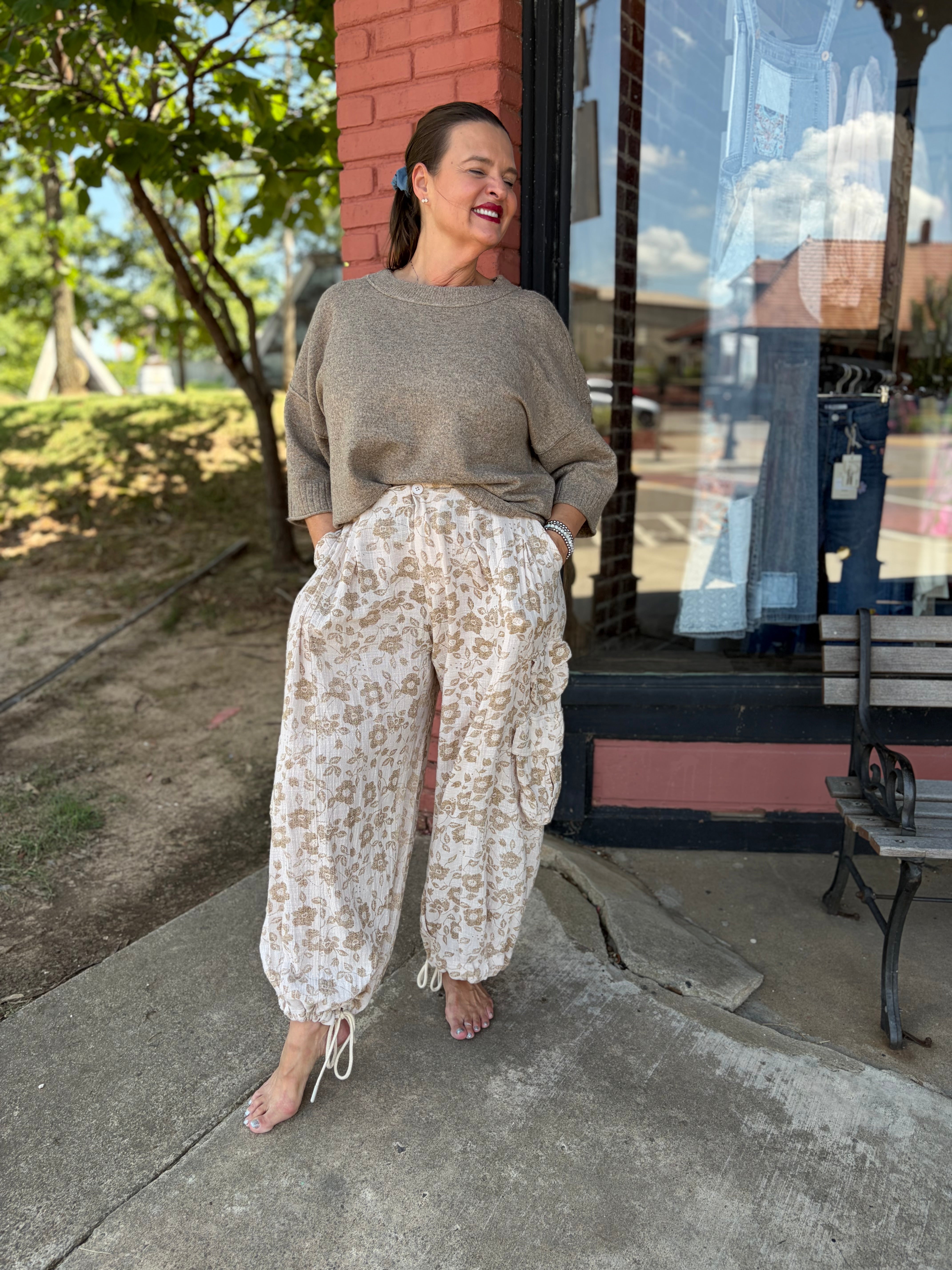 Floral Utility Cargo Pants front view