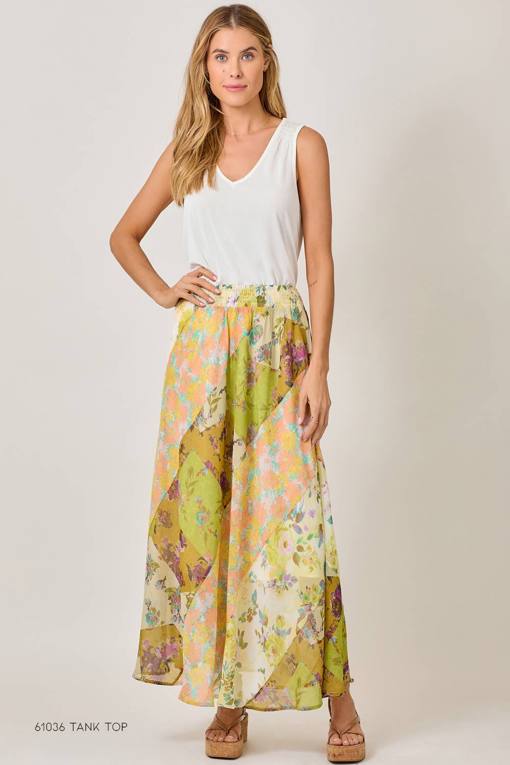 The Citron Mixed Print Skirt - styled view emphasizing bohemian elegance and flowing movement