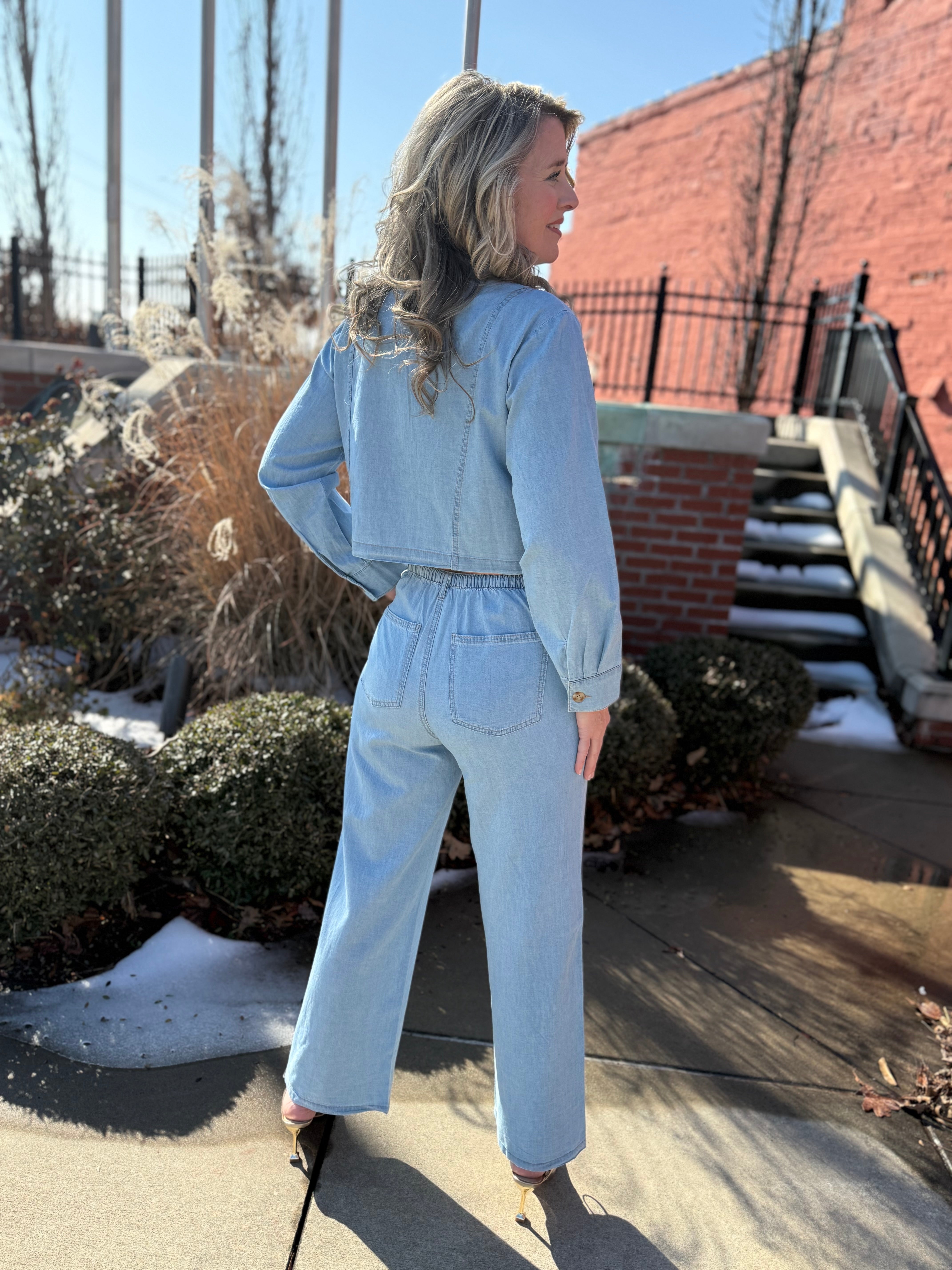Prairie Blue Wide-Leg Denim Pants