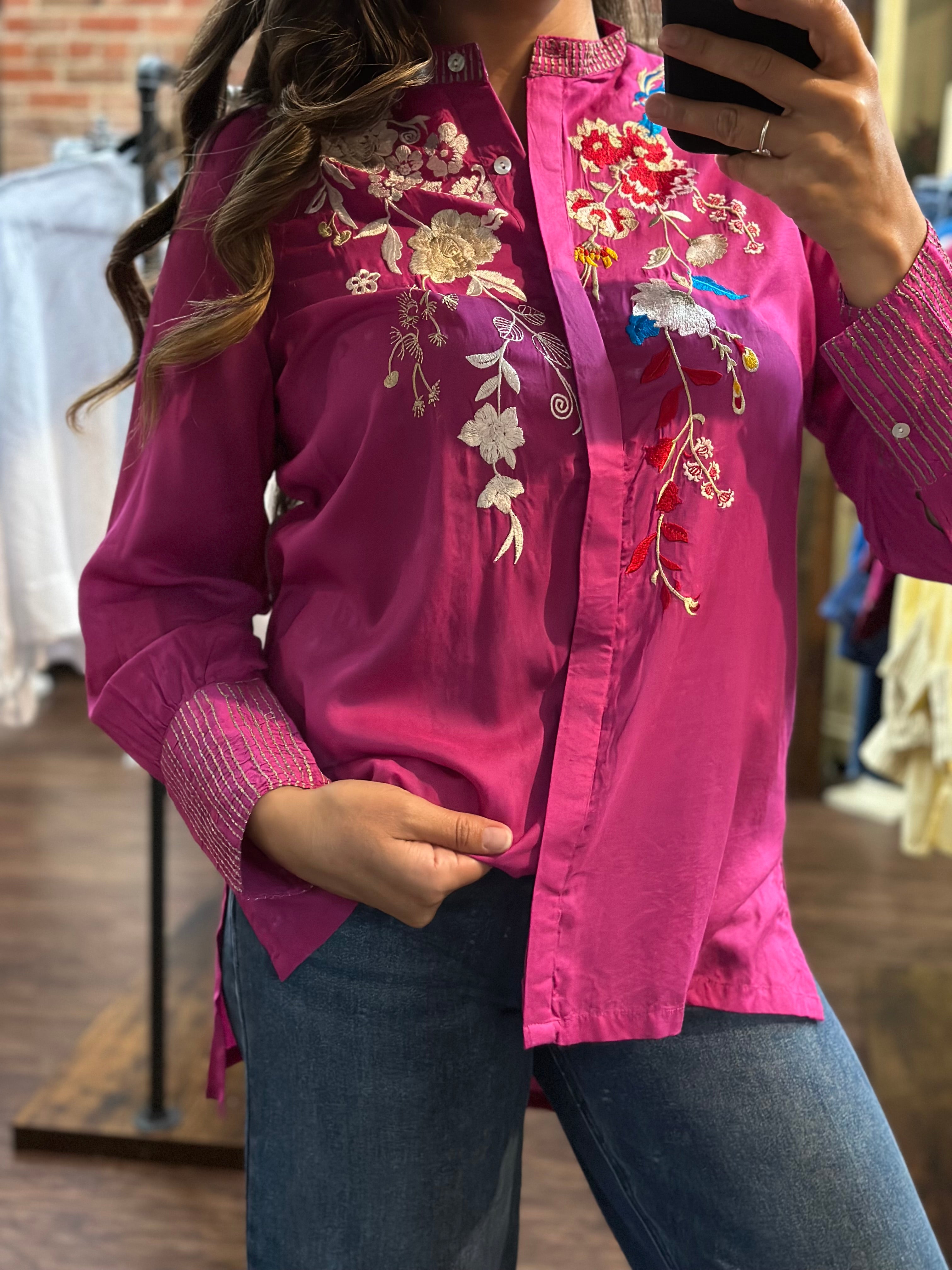 Magenta Bloom Tunic Blouse