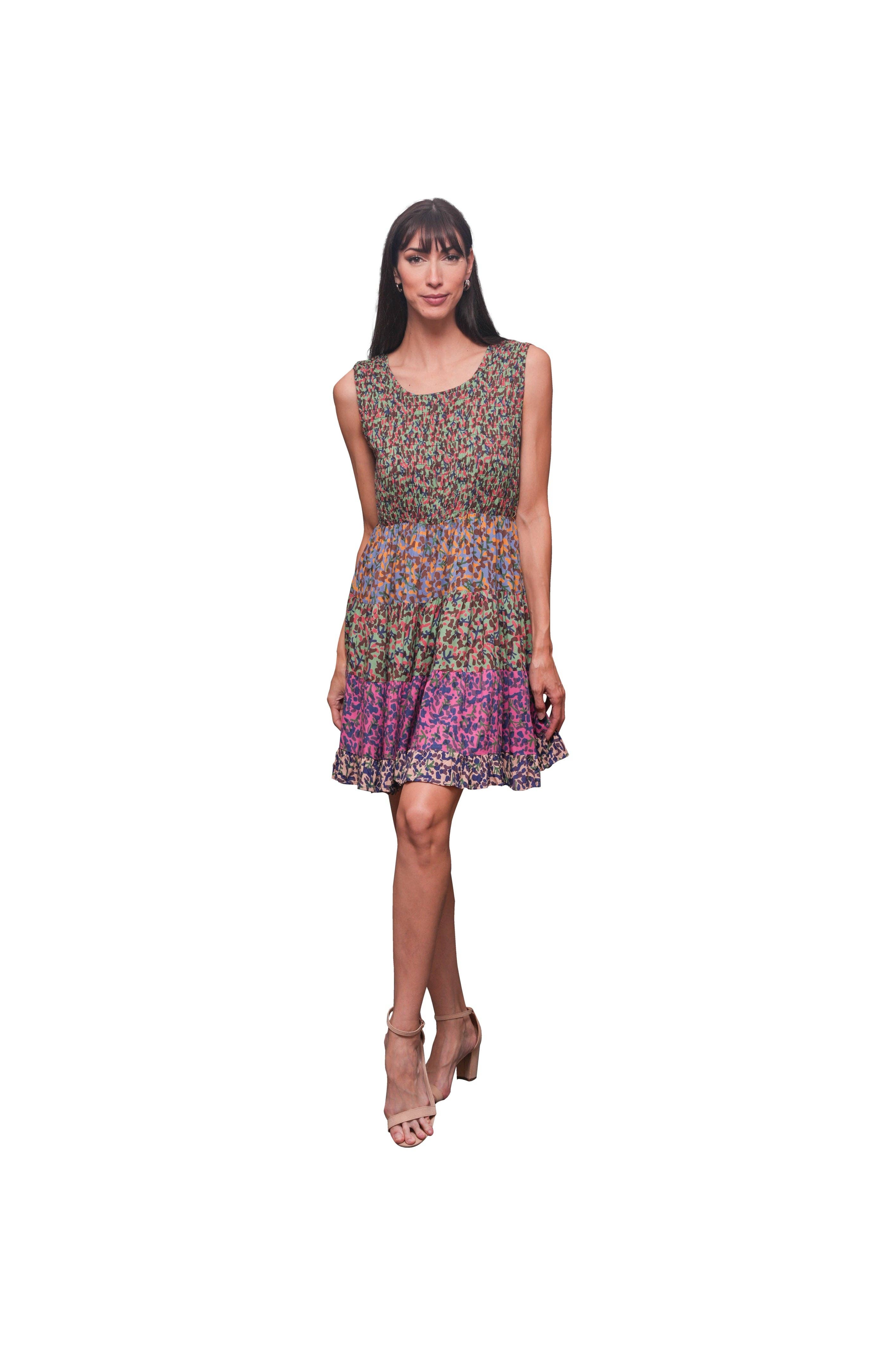Boho Camo Patchwork Stretchy Dress
