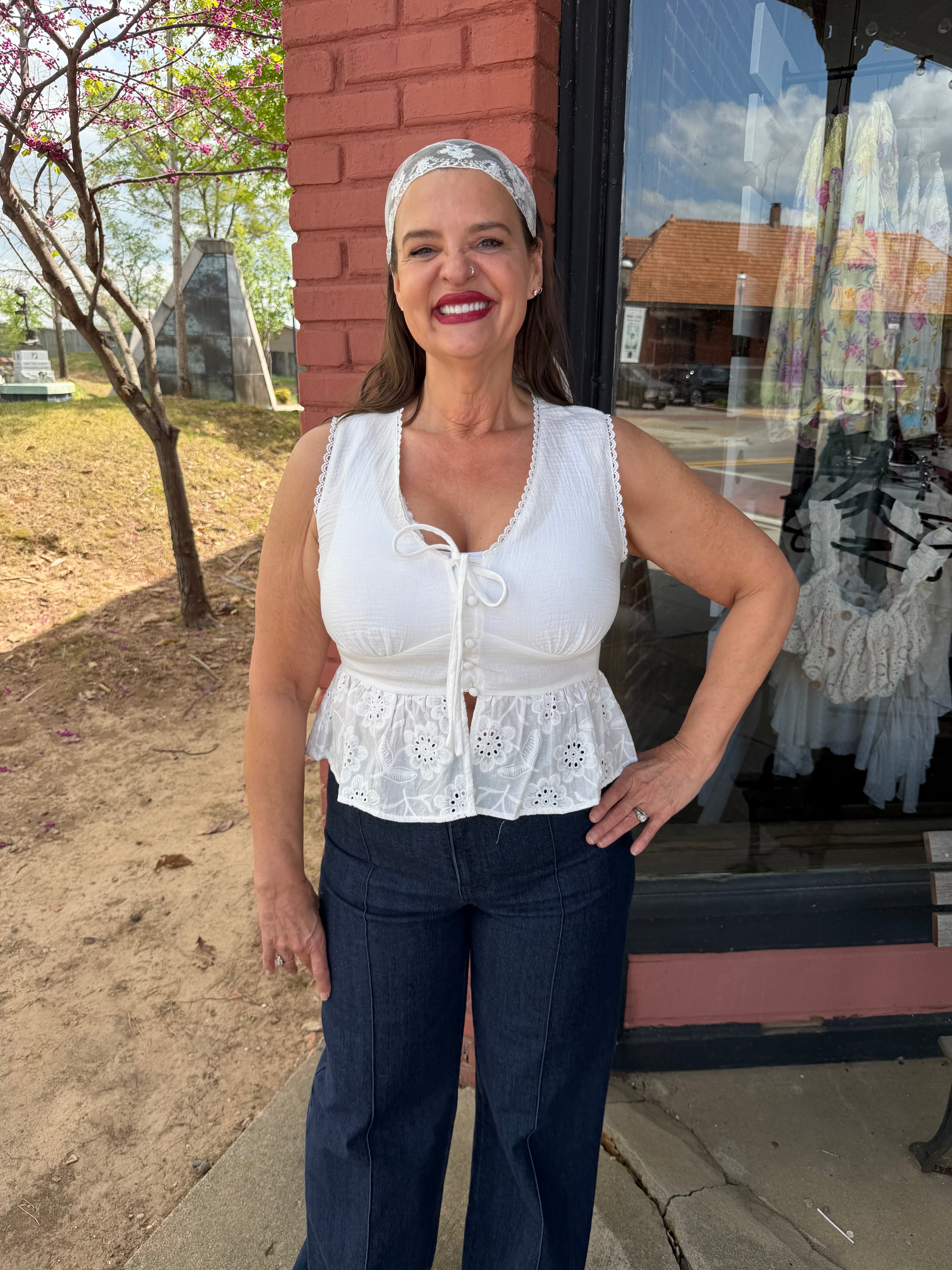 Rory Eyelet Peplum Blouse