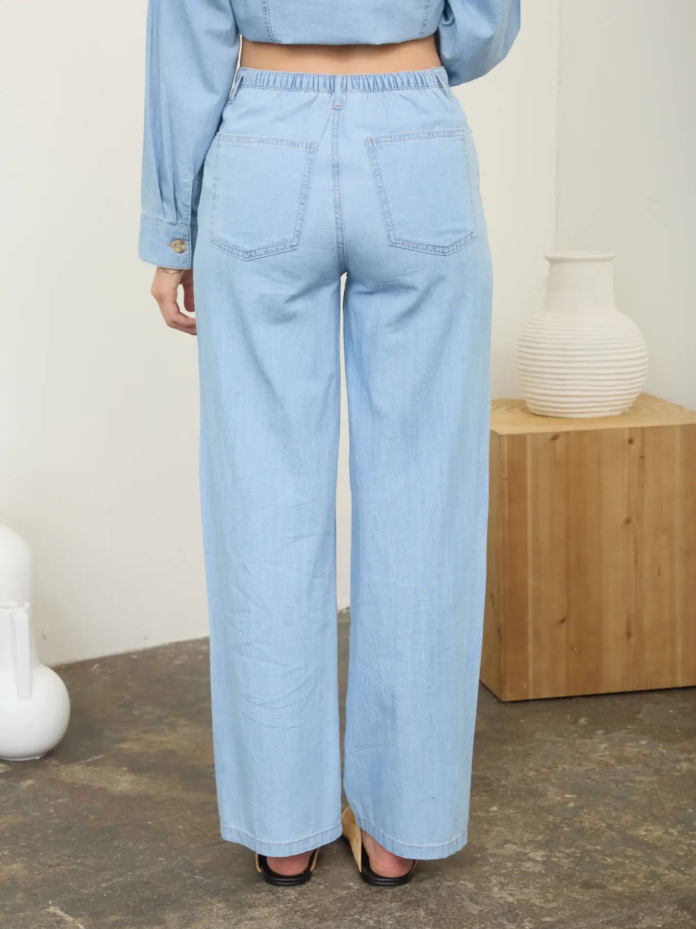 Prairie Blue Wide-Leg Denim Pants