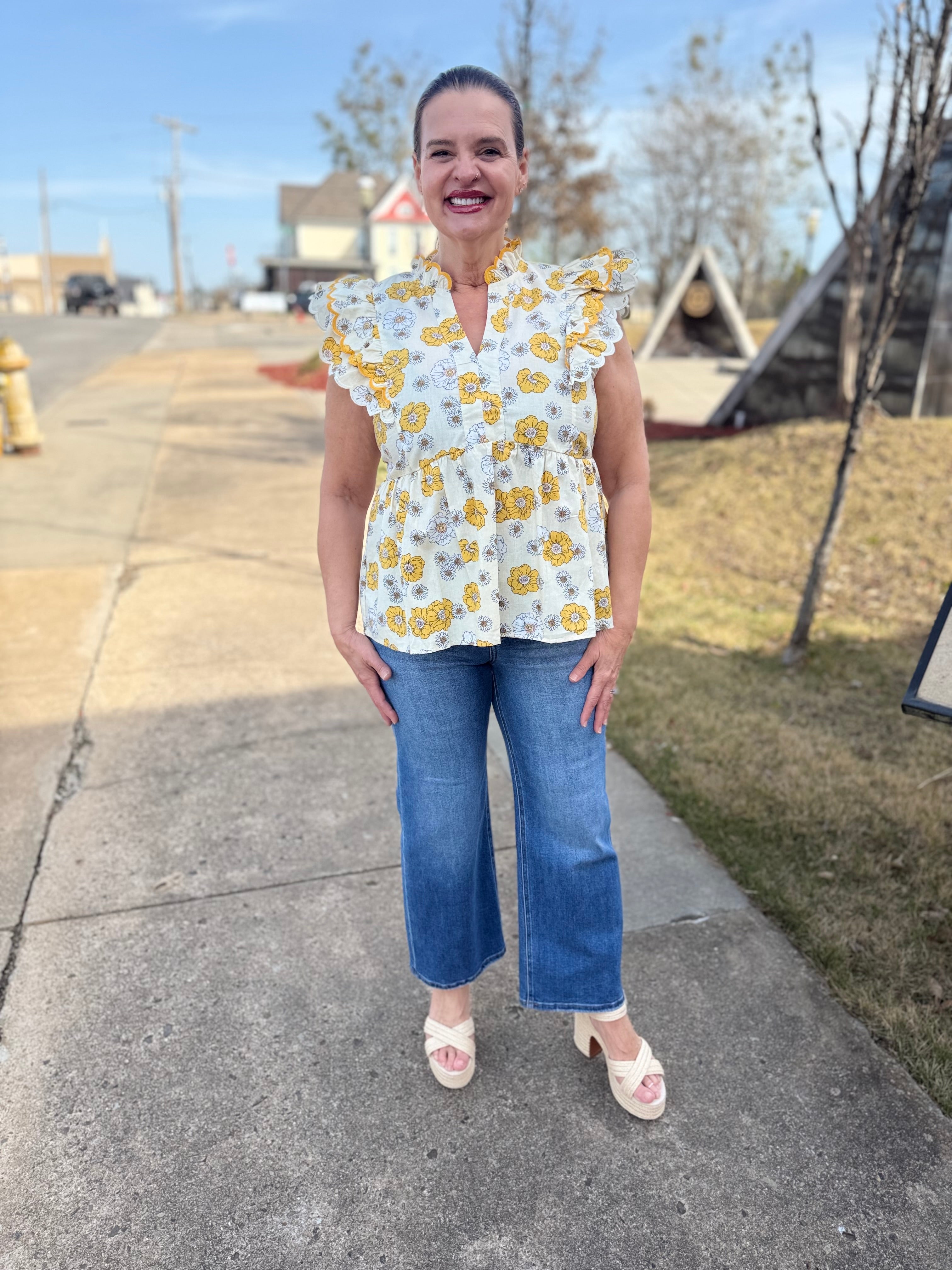 The Sunny Floral Peplum Top
