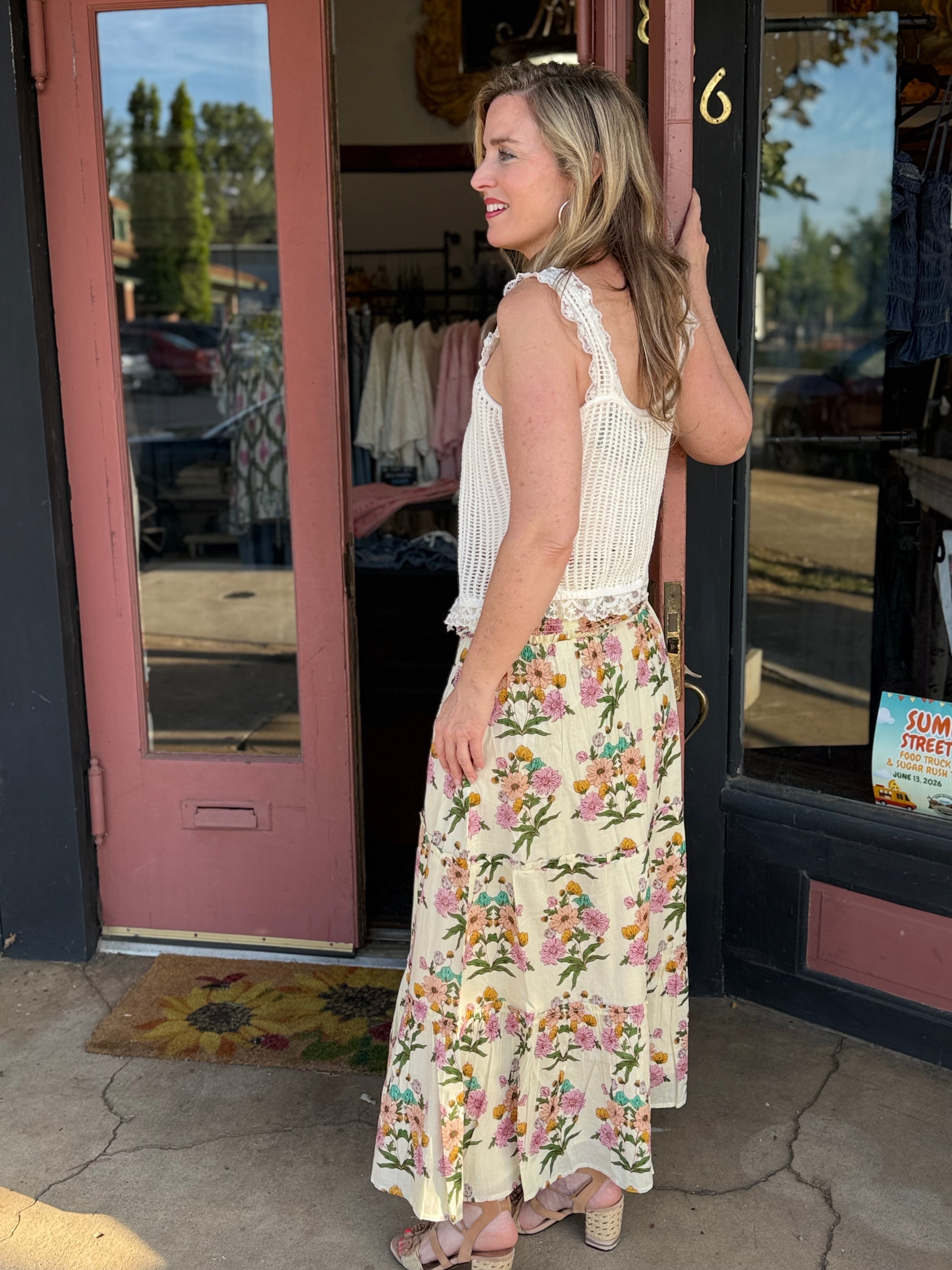 Newport Skirt – free-spirited feminine silhouette, side view
