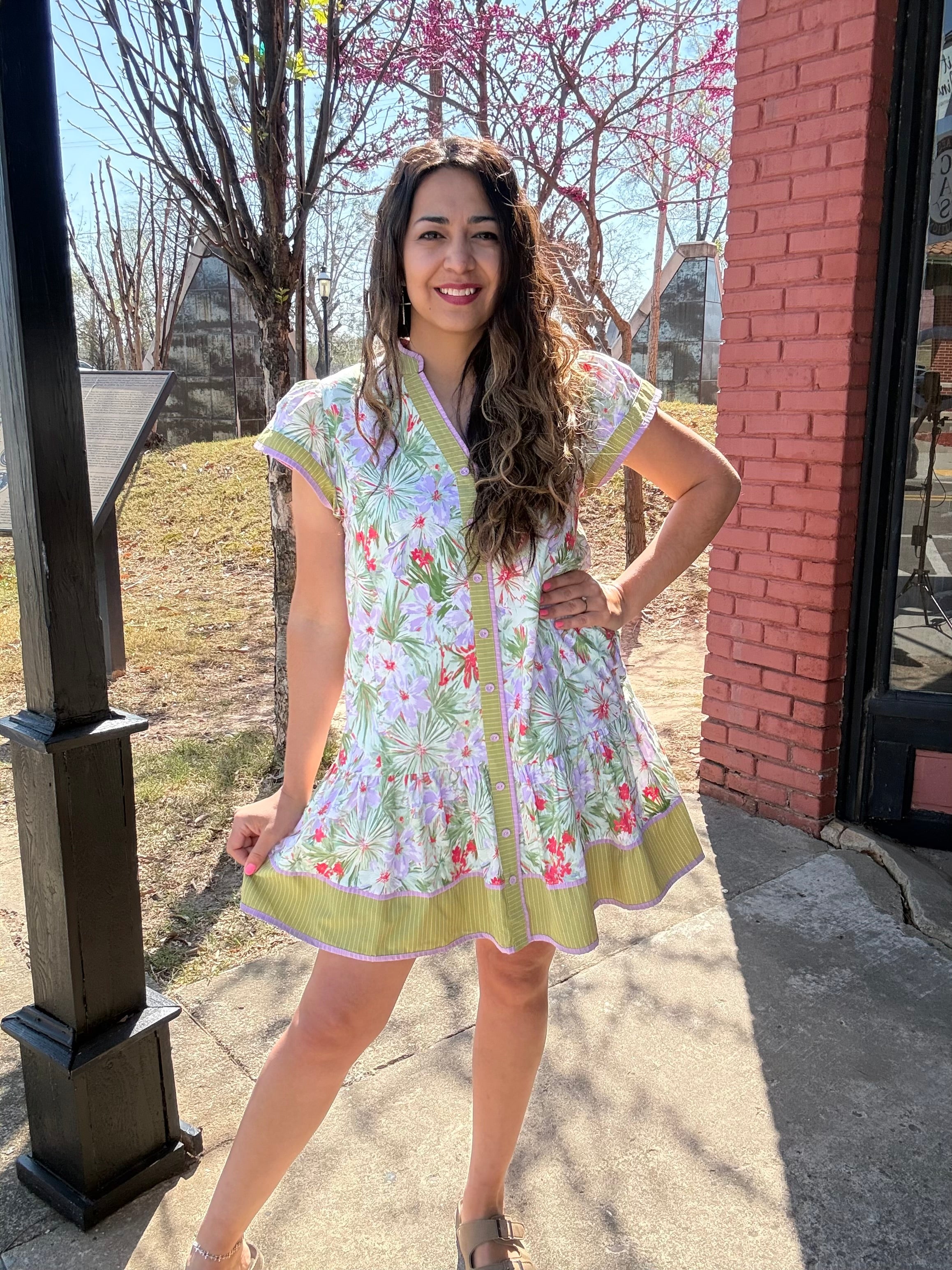 Tropical Floral Tiered Dress