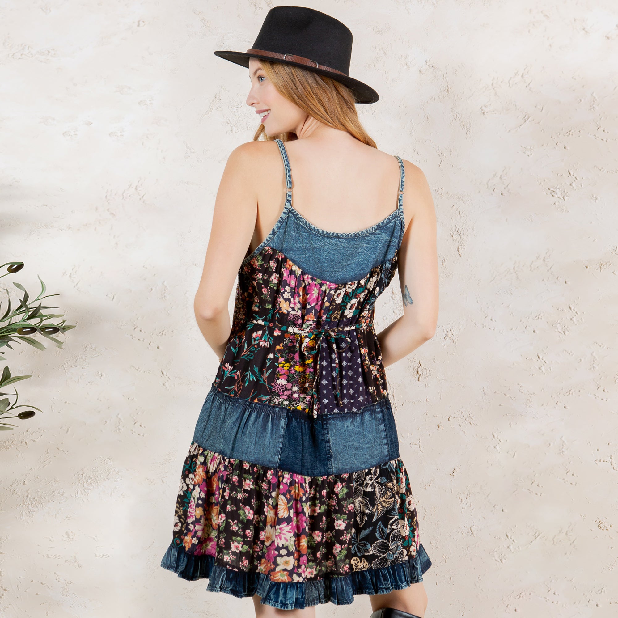 Flirty Denim Flower Babydoll Dress