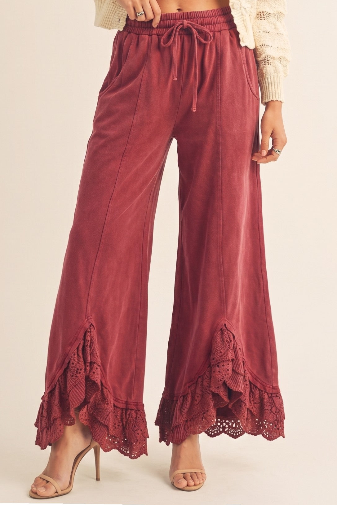 Romantic Lace Mineral Wash Pants – Dusty Rose