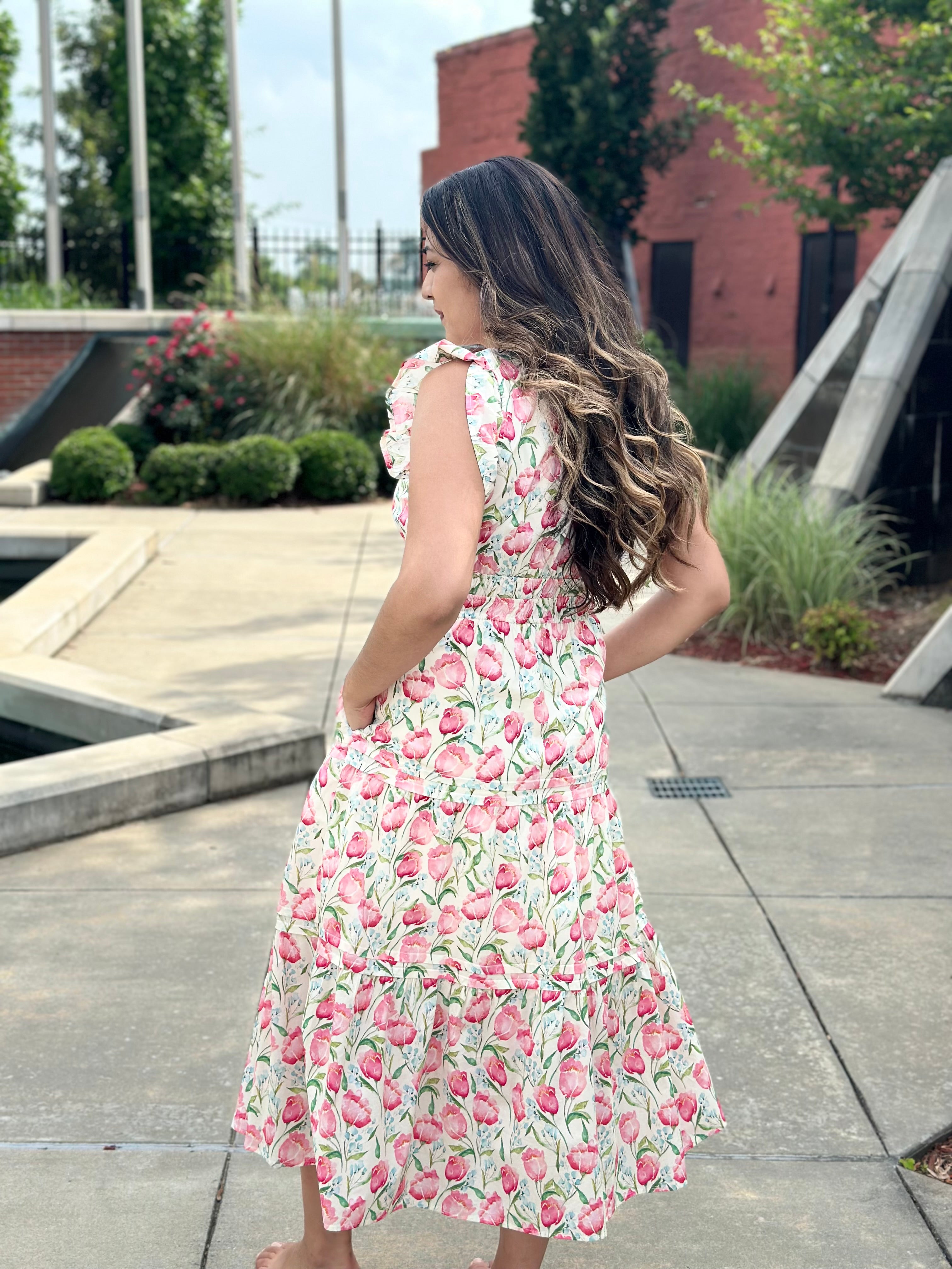 Angela's Floral Midi Dress