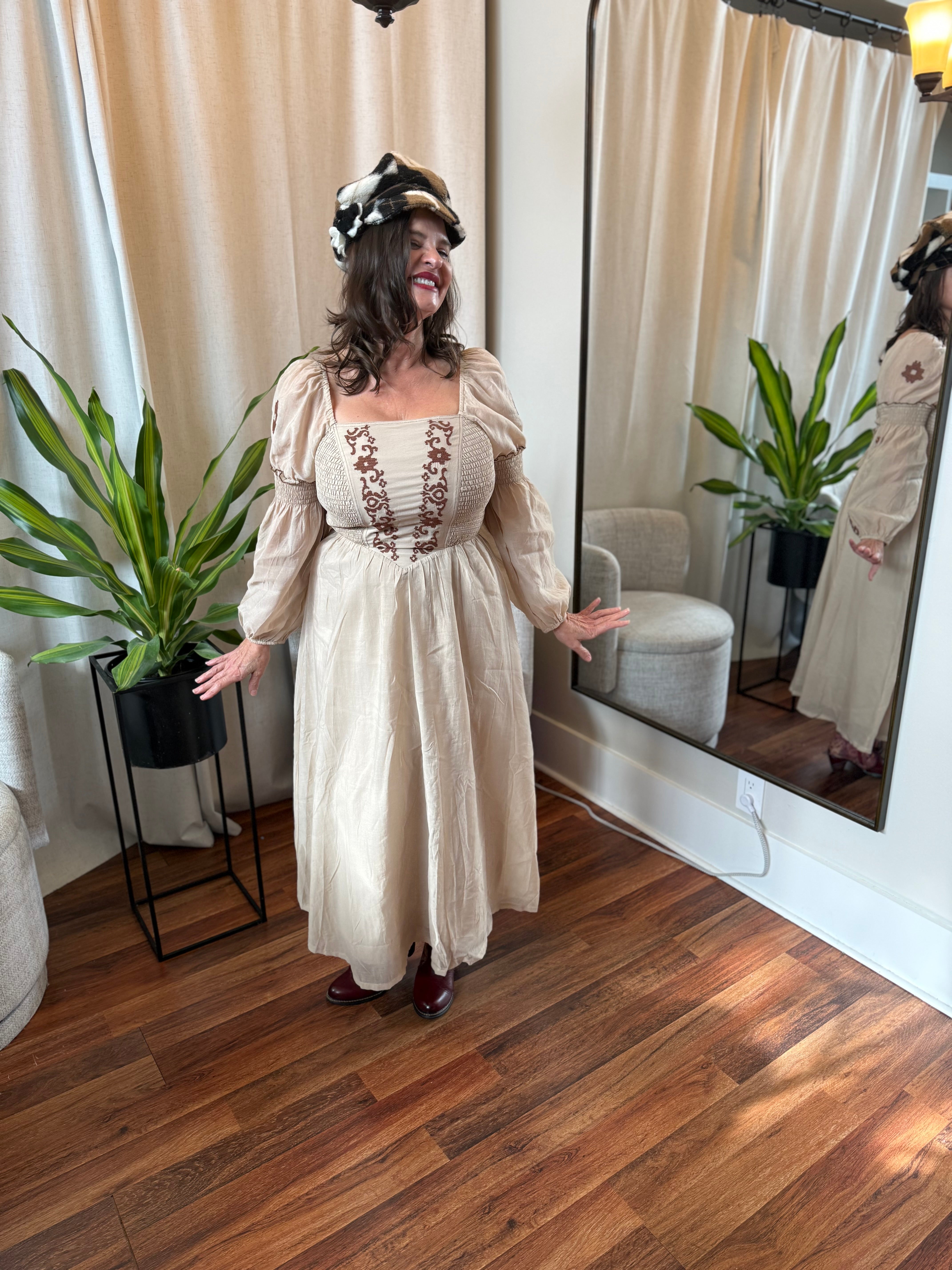 Desert Rose Embroidered Corset Maxi