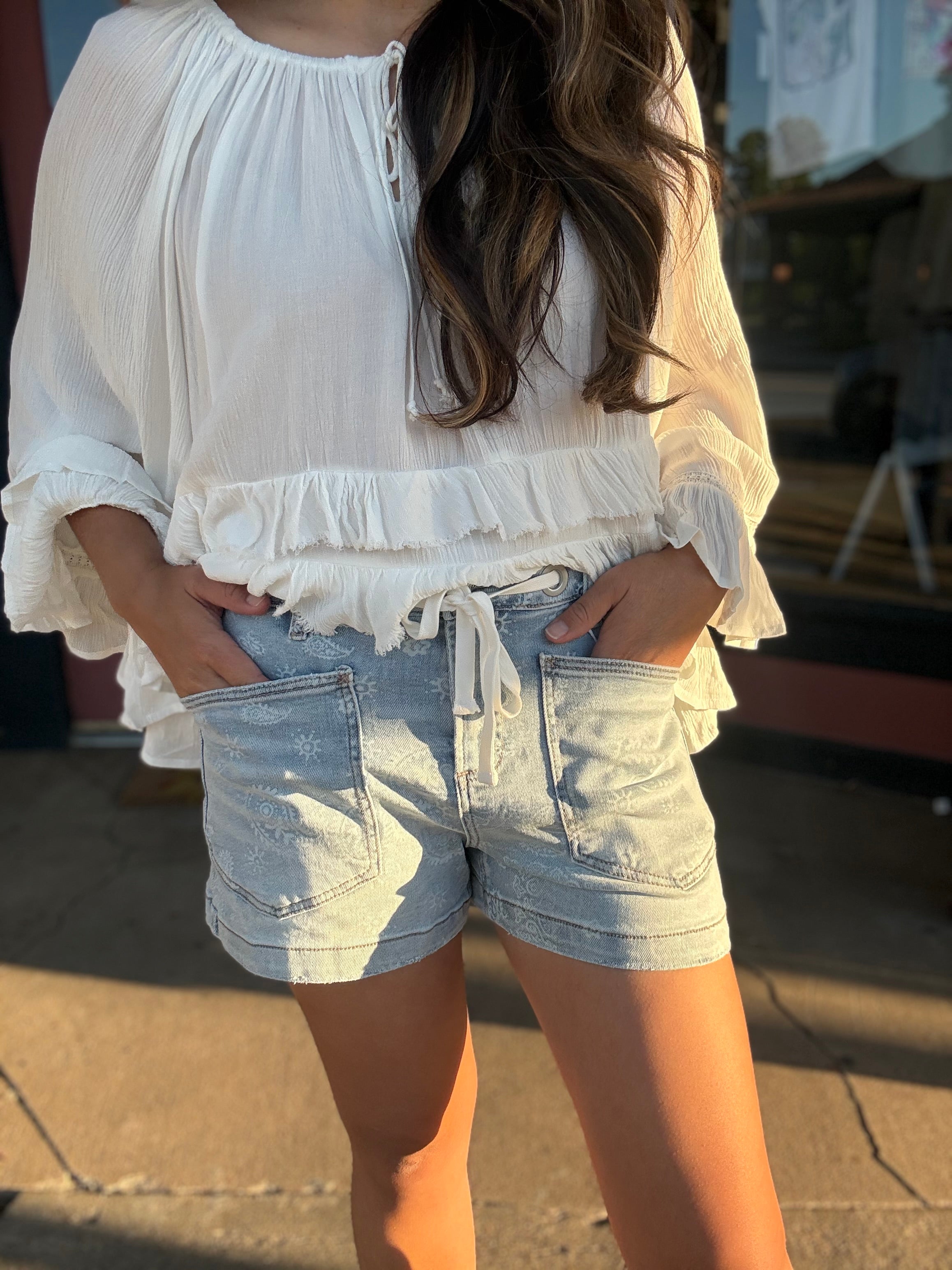 Bandana Blues Paisley Denim Shorts