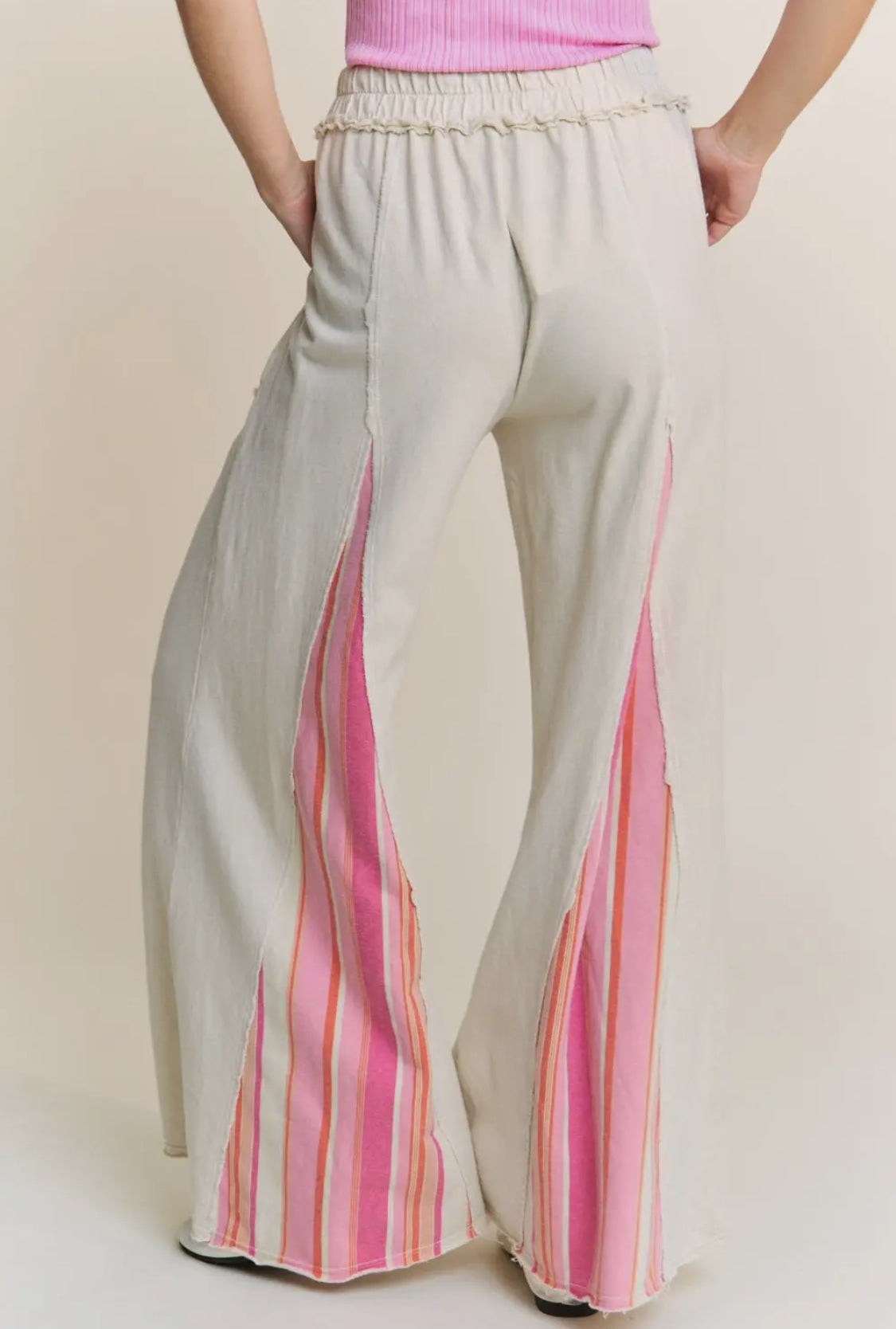 Mineral Wash Striped Flare Pants