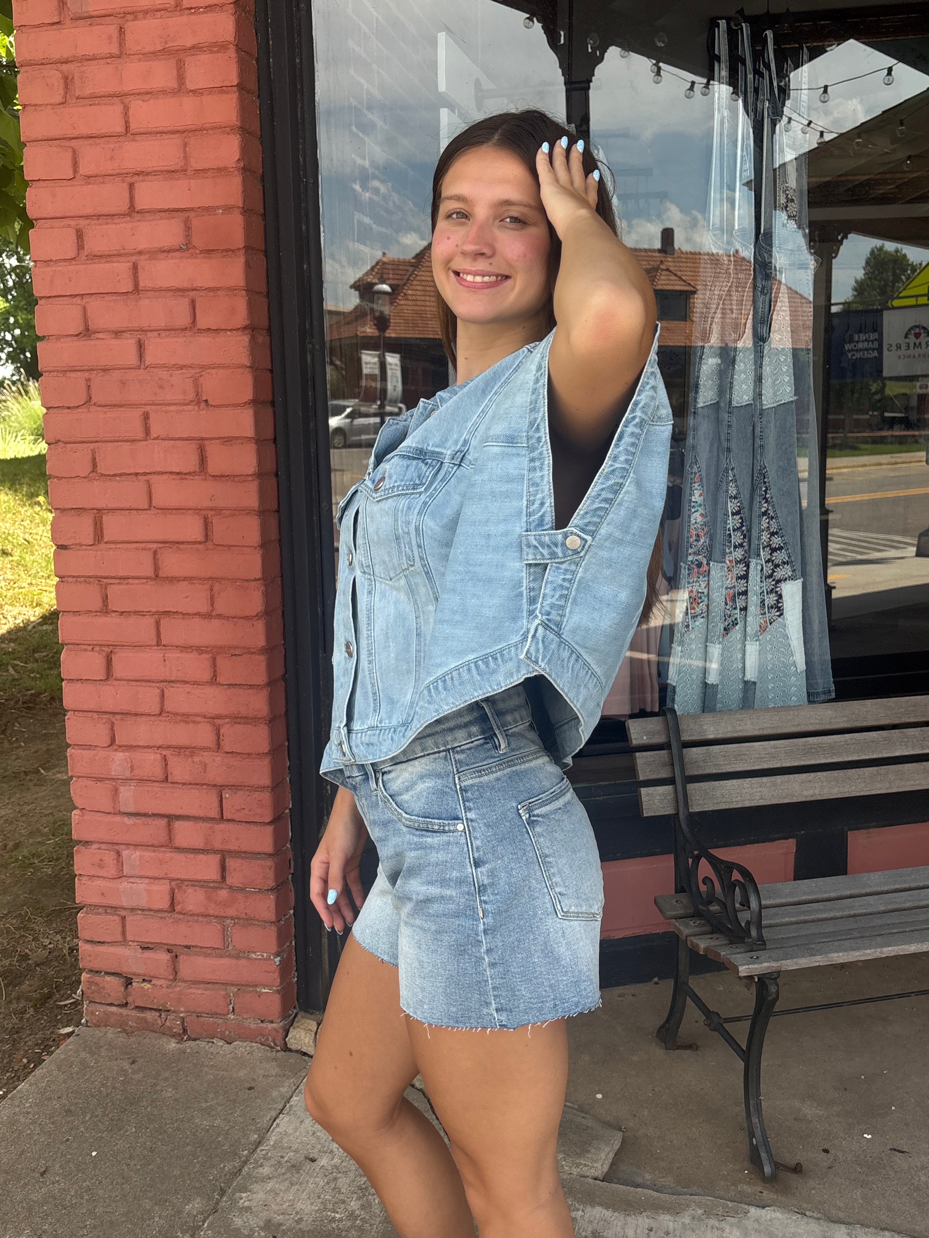 Flowy Square Cape Denim Jacket