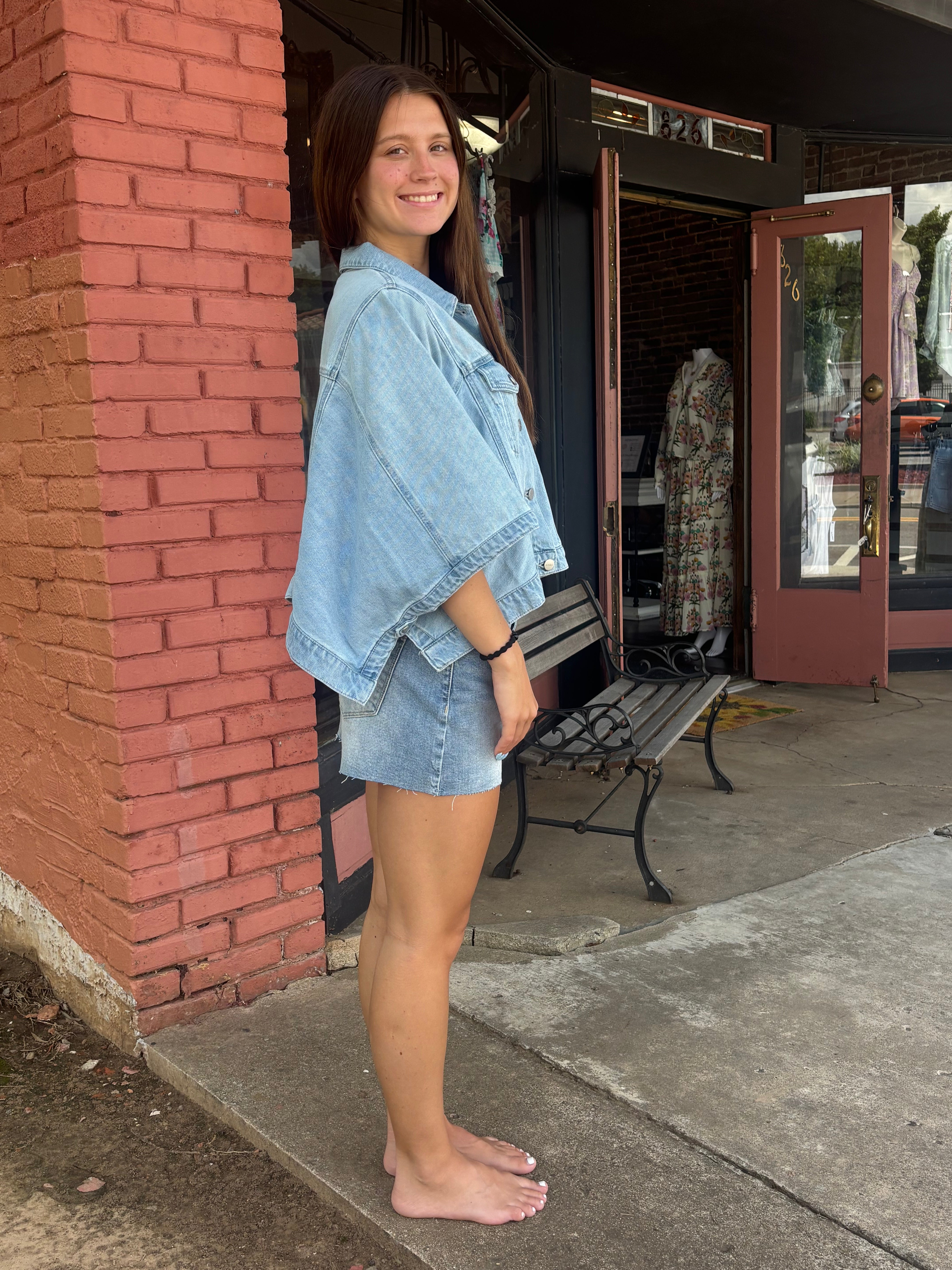 Relaxed Slouch Denim High Rise Shorts