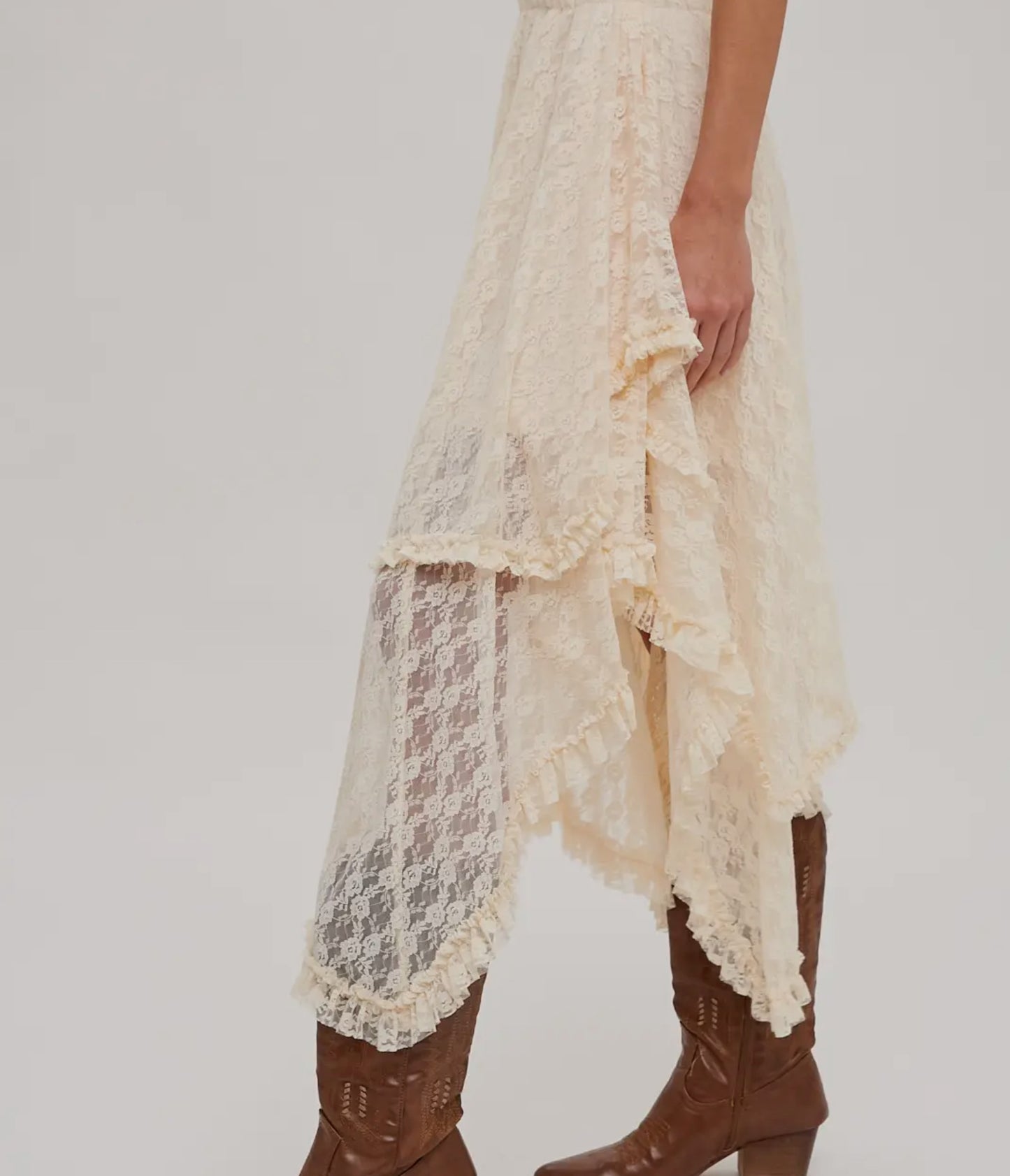 Lace Tier Midi Skirt