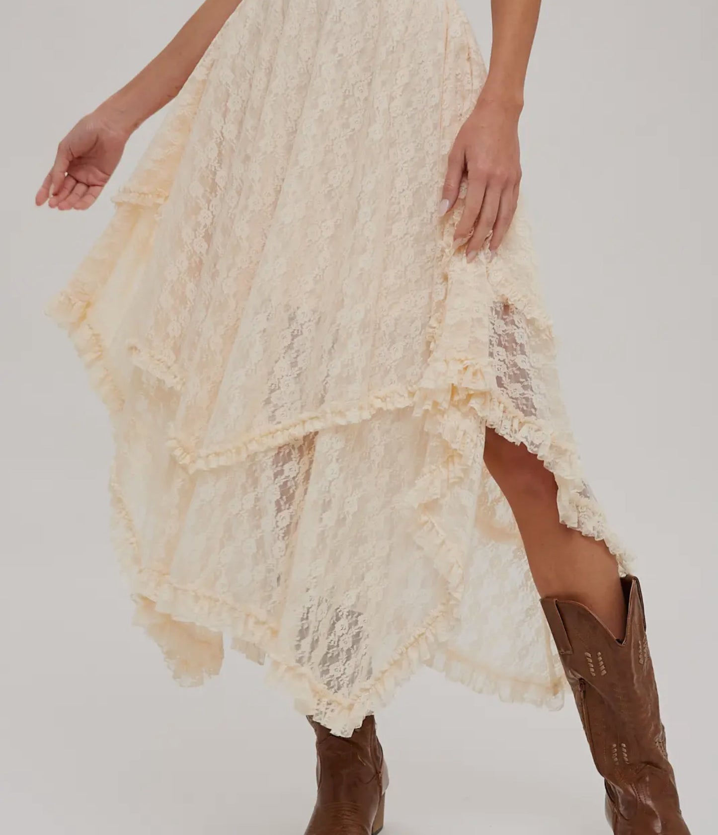 Lace Tier Midi Skirt