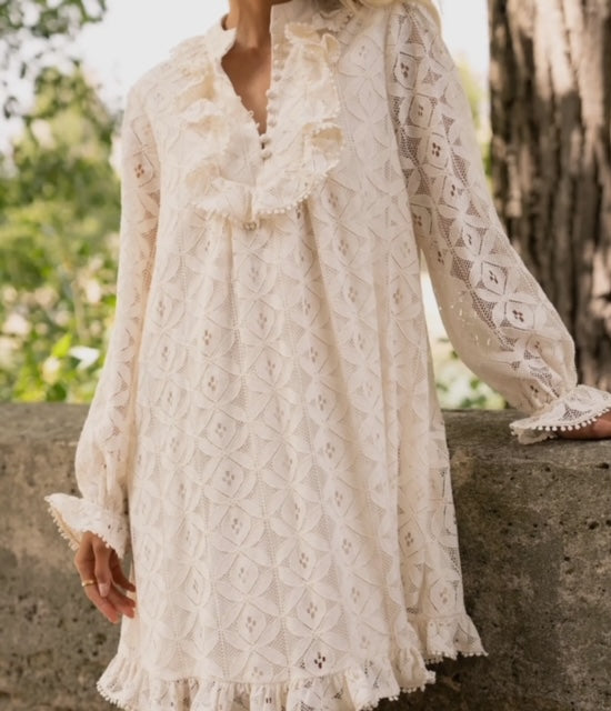 Eugenie Lace Dress With Ruffled Collar