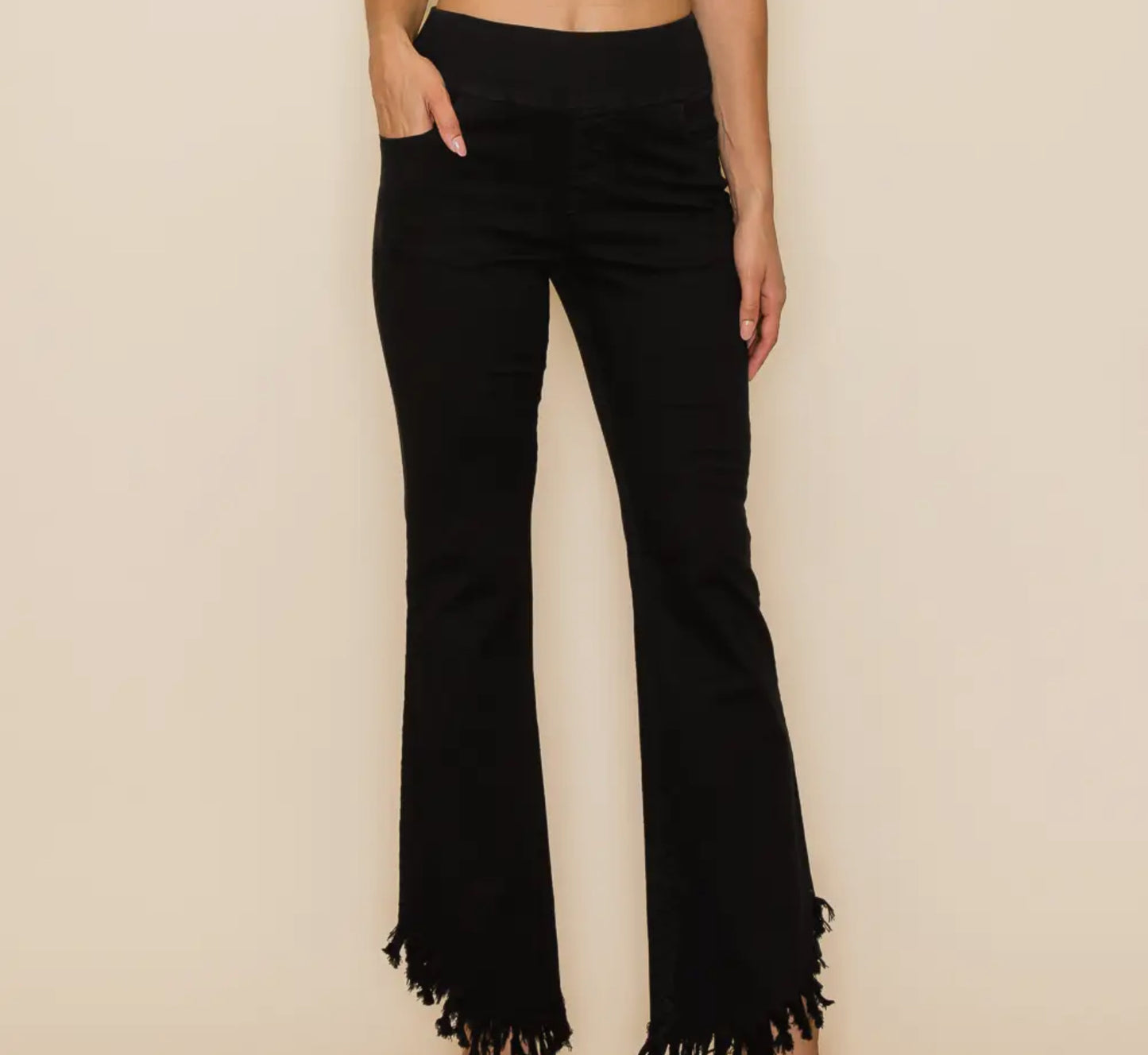 High Rise Frayed Pants