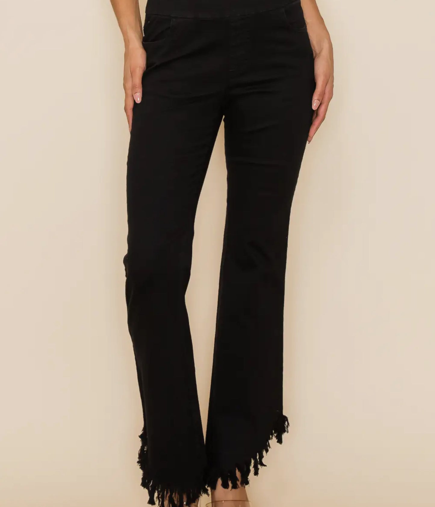 High Rise Frayed Pants