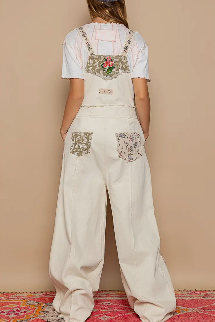 Floral Patchwork Embroidered Overall