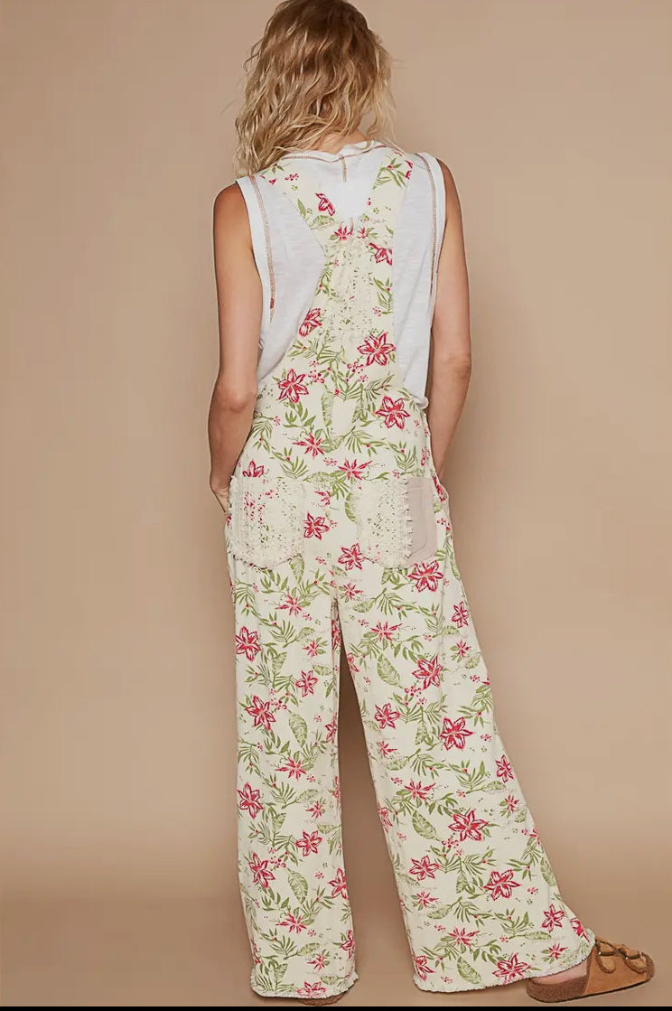 Oversized Floral Overalls