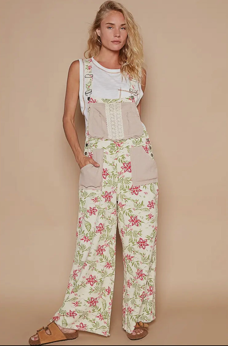 Oversized Floral Overalls