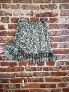 Hippie Boho Silk Cinched Mini Skirt