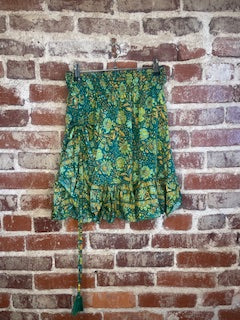 Hippie Boho Silk Cinched Mini Skirt