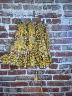 Hippie Boho Silk Cinched Mini Skirt