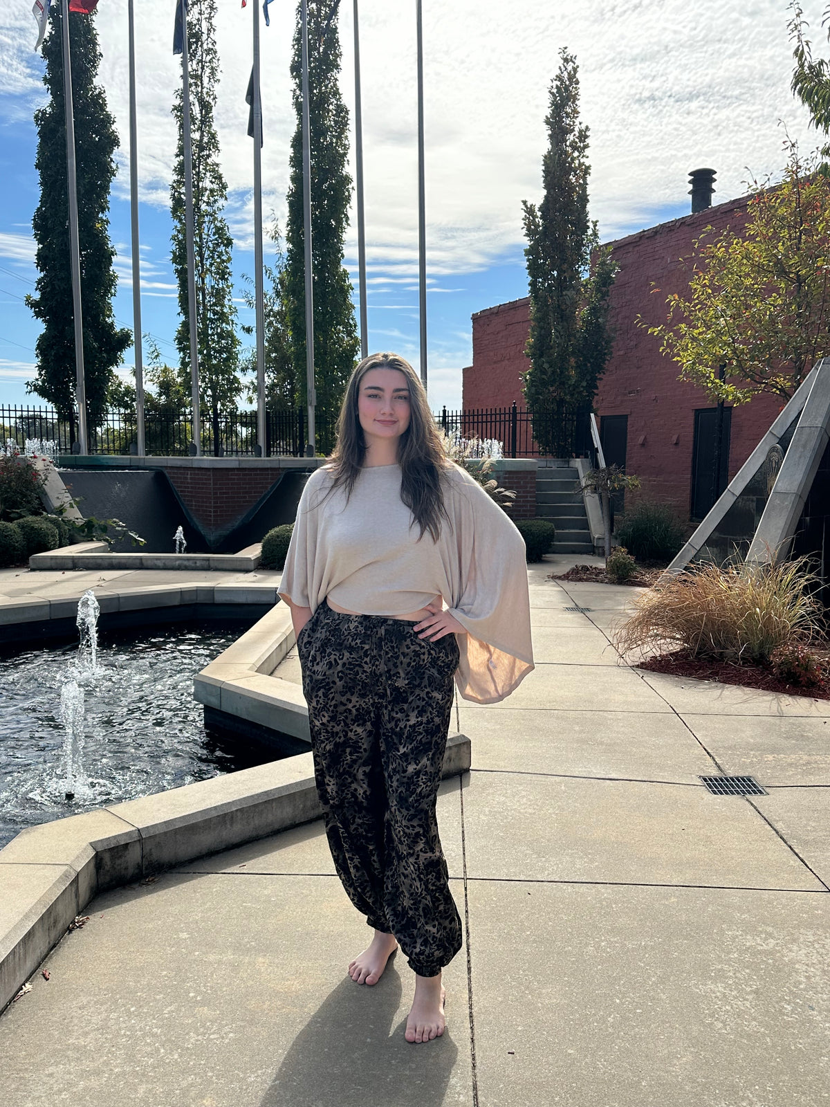 Leopard Print Balloon Trousers front view