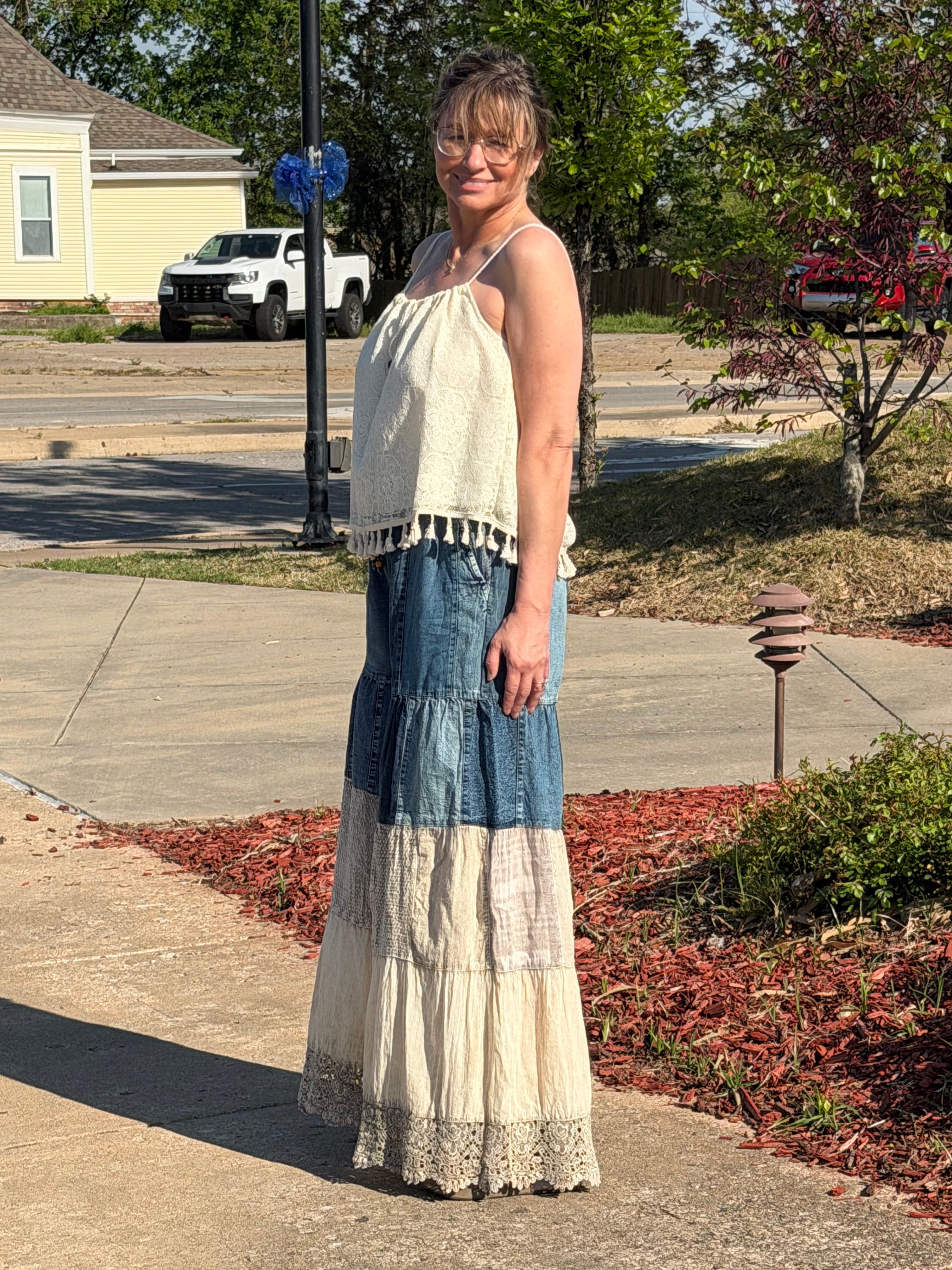 Wanderlust Patchwork Wide-Leg Pants