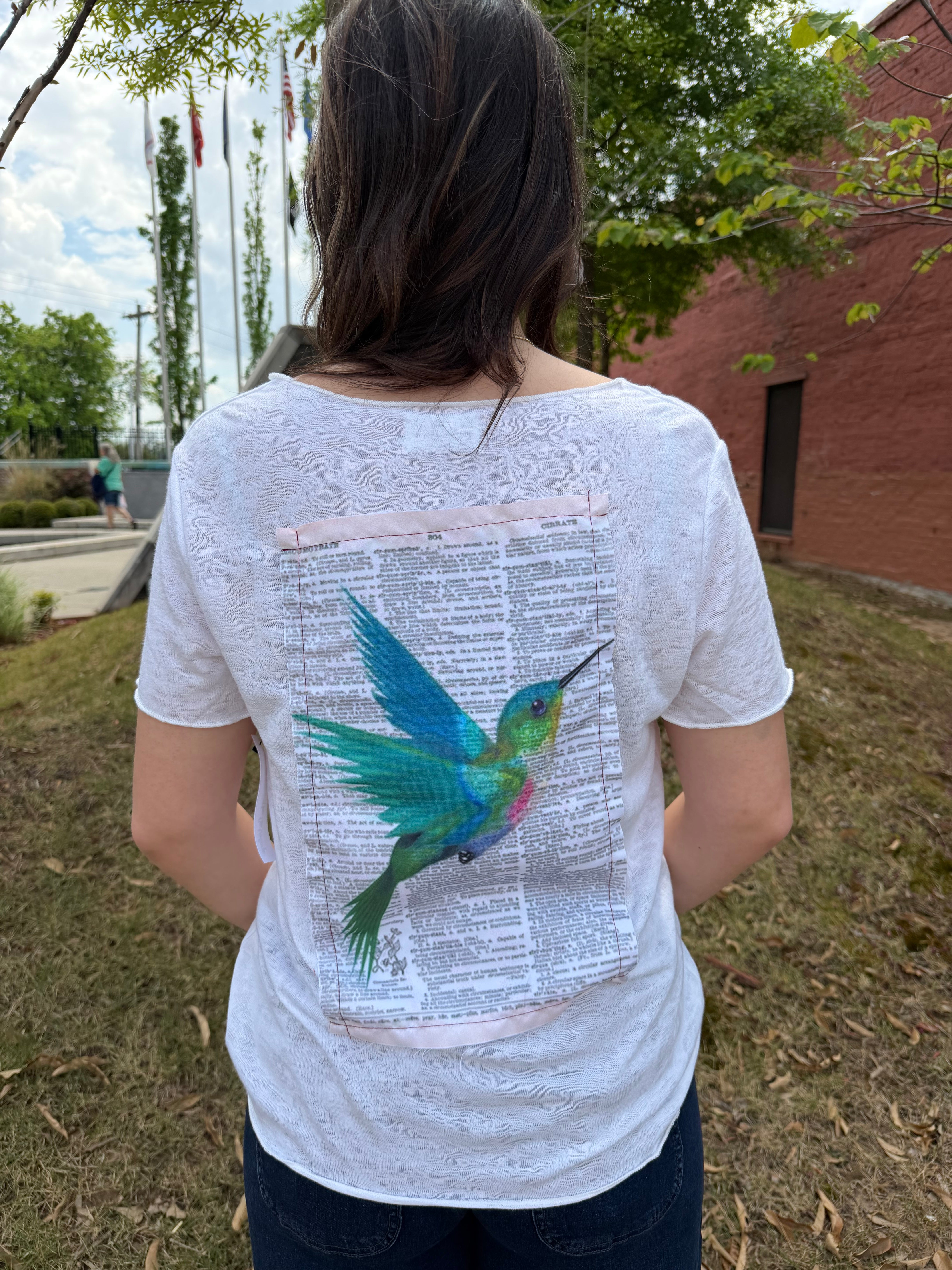 Back side of The Nu Vintage Hummingbird Tee Shirt