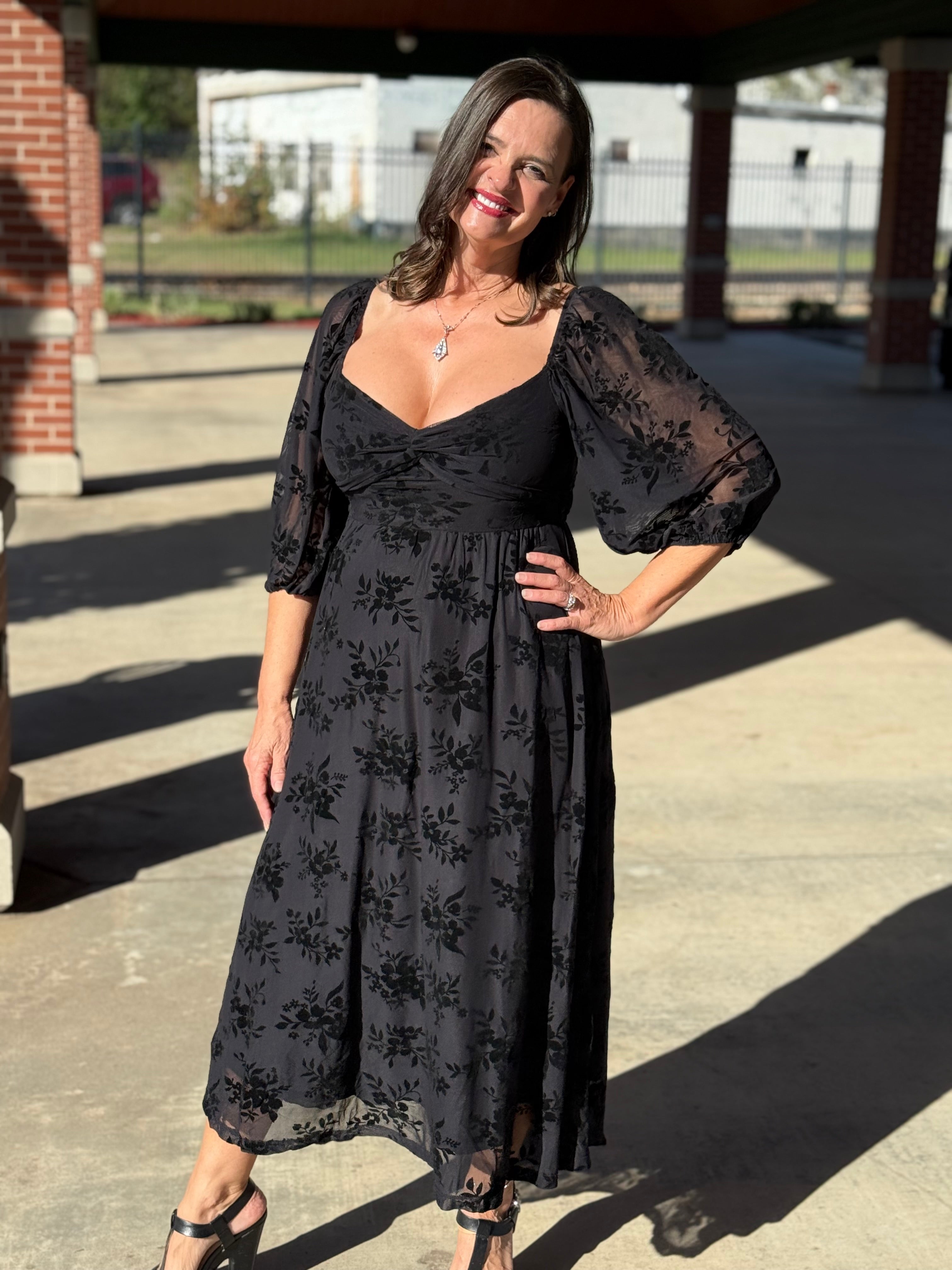 Midnight Empress Velvet Midi Dress
