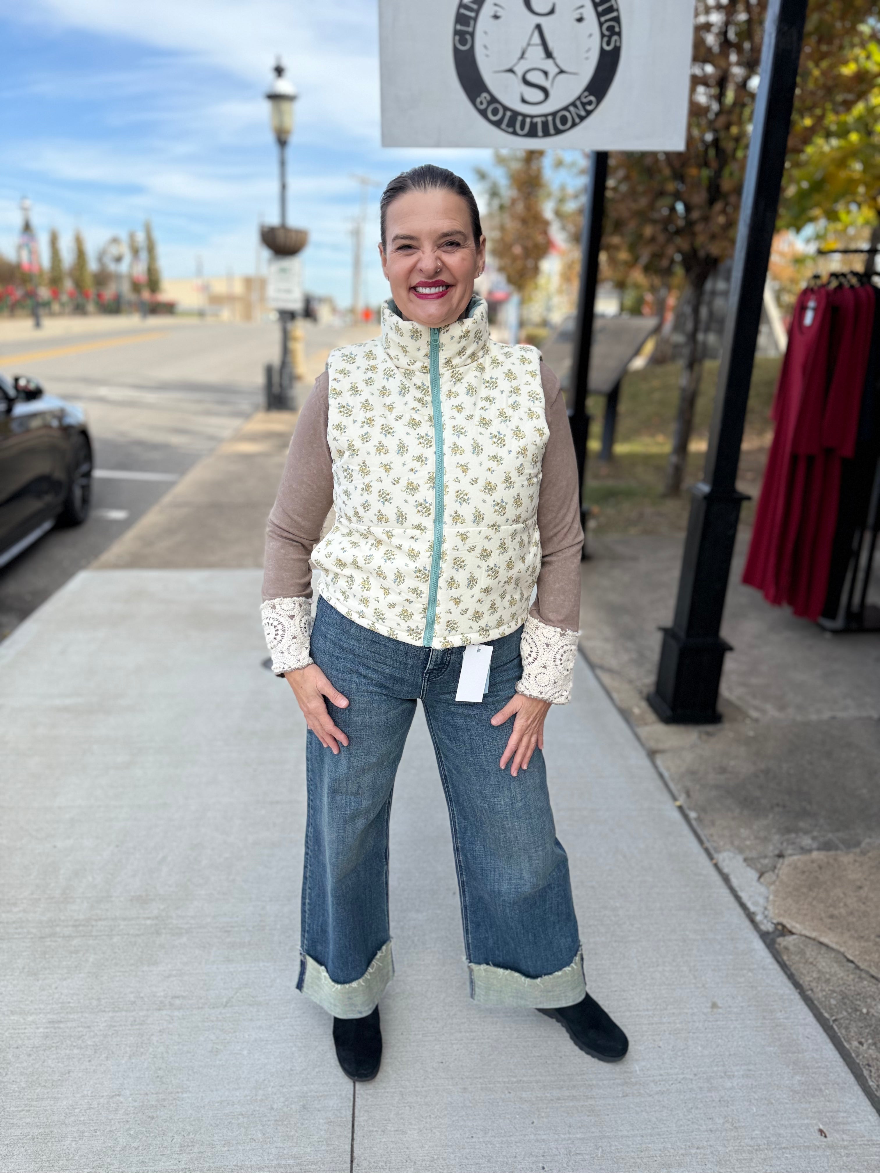Sweet Floral Puffer Vest