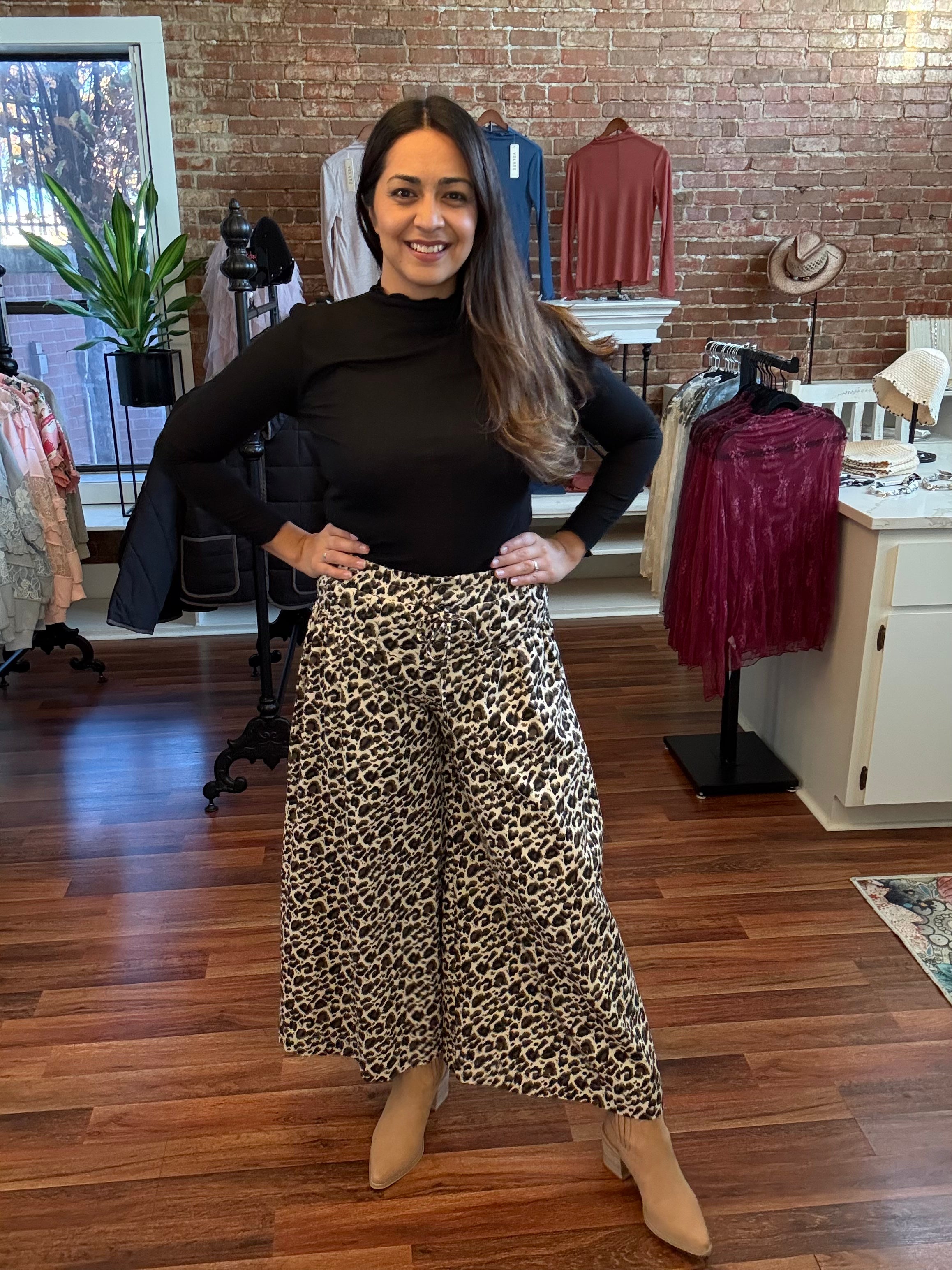 Wild Stroll Cheetah Wide Leg Denim