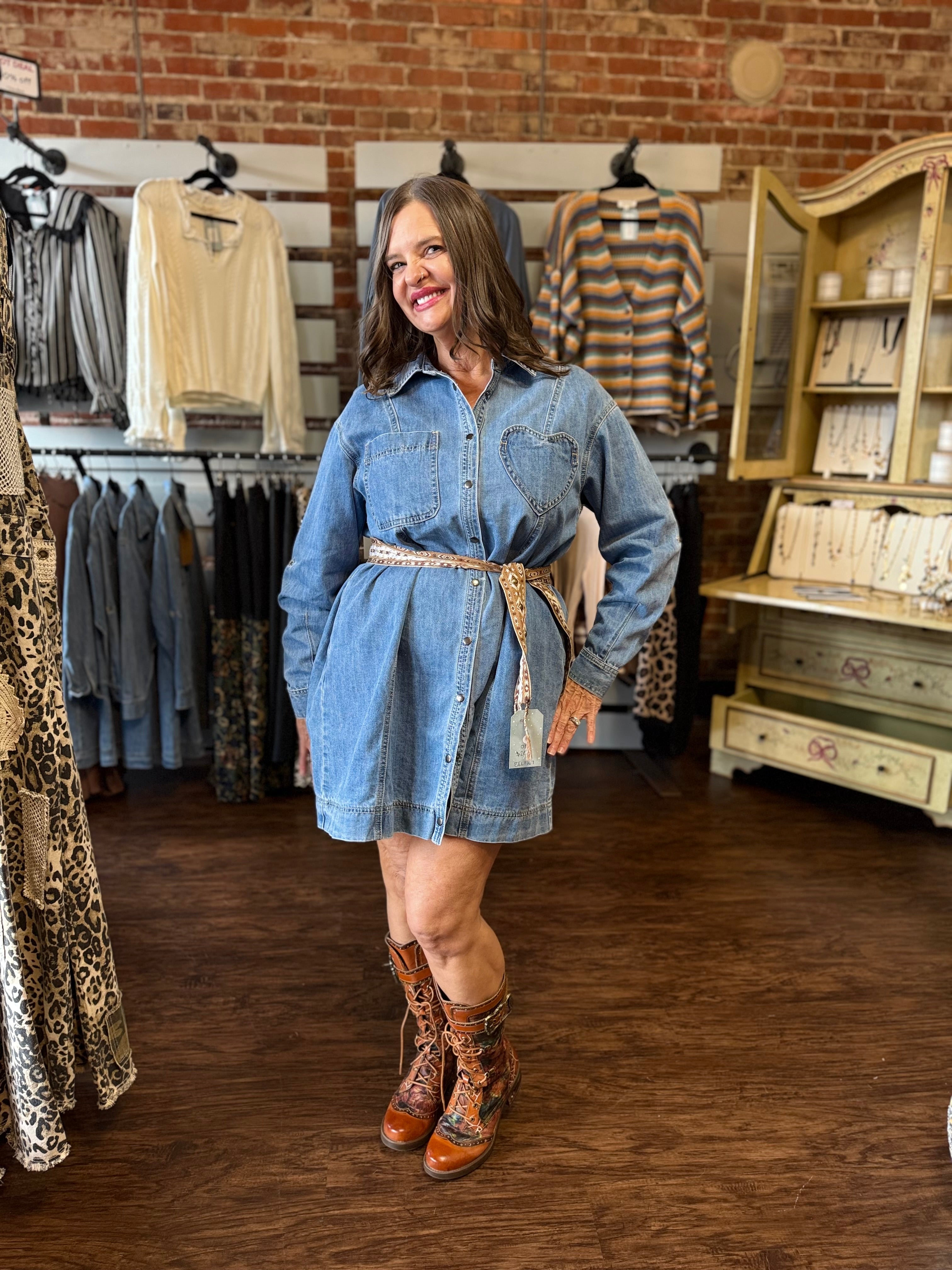 Forever Yours Heart Pocket Shirt Dress