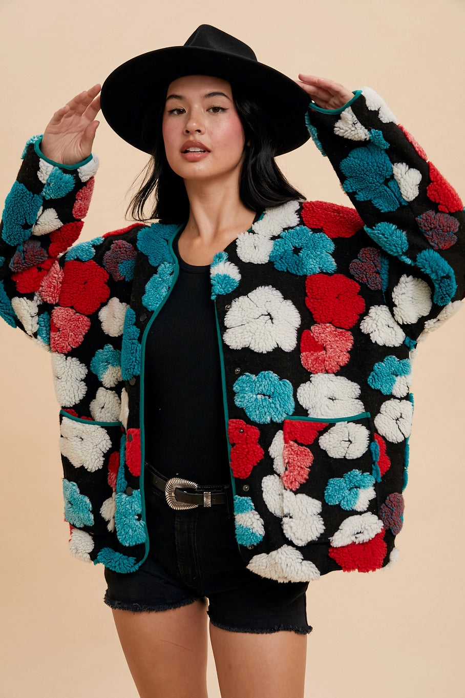 In Loom Floral Tuffed Jacket