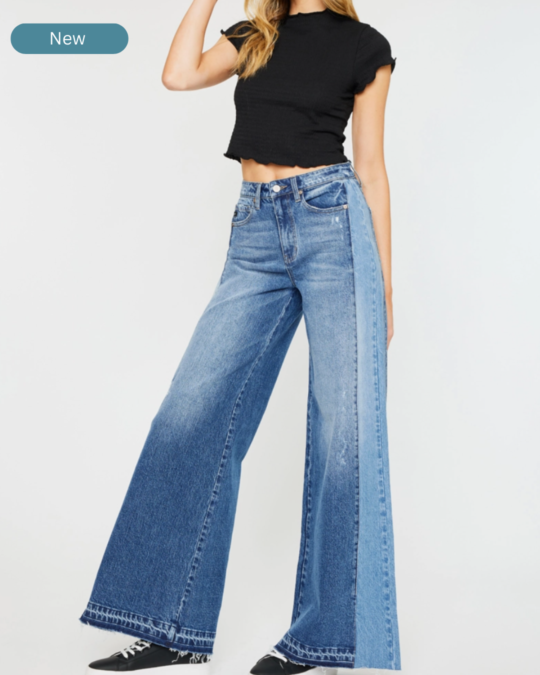 Wide Leg Jeans- Two Tone