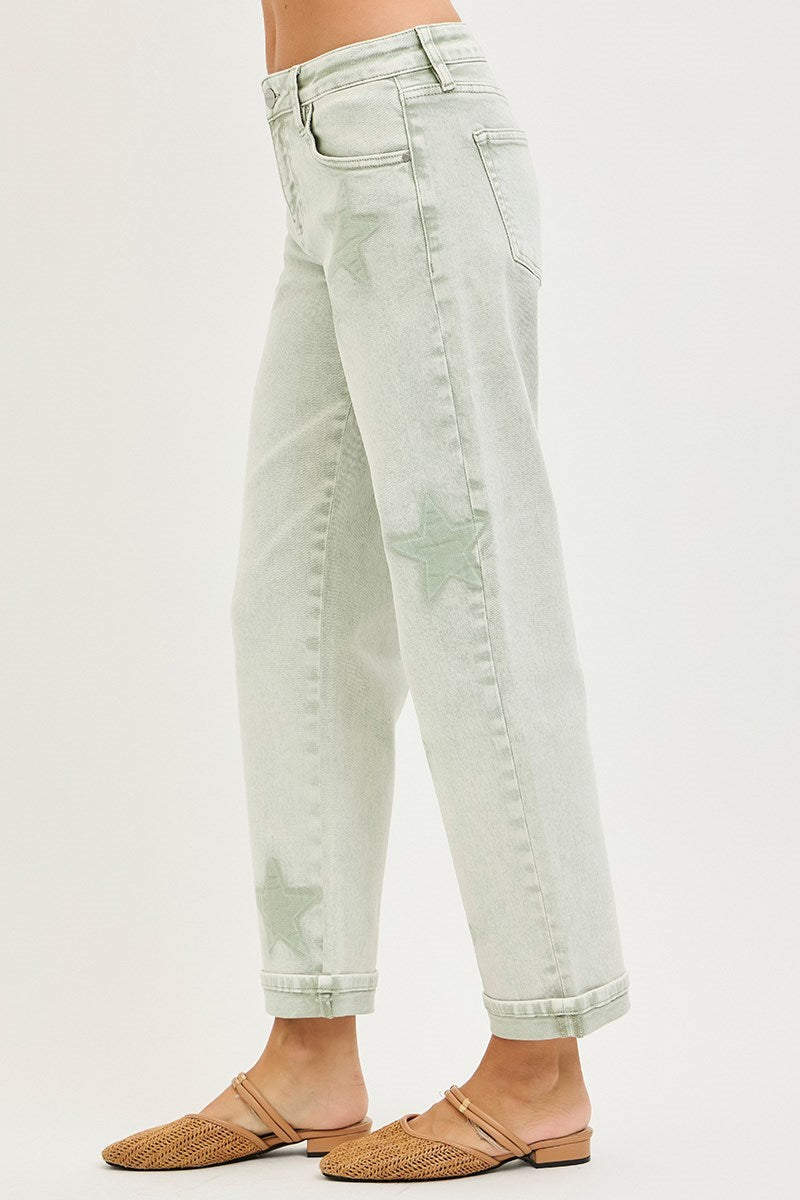 Pistachio Star Boyfriend Jean PLUS