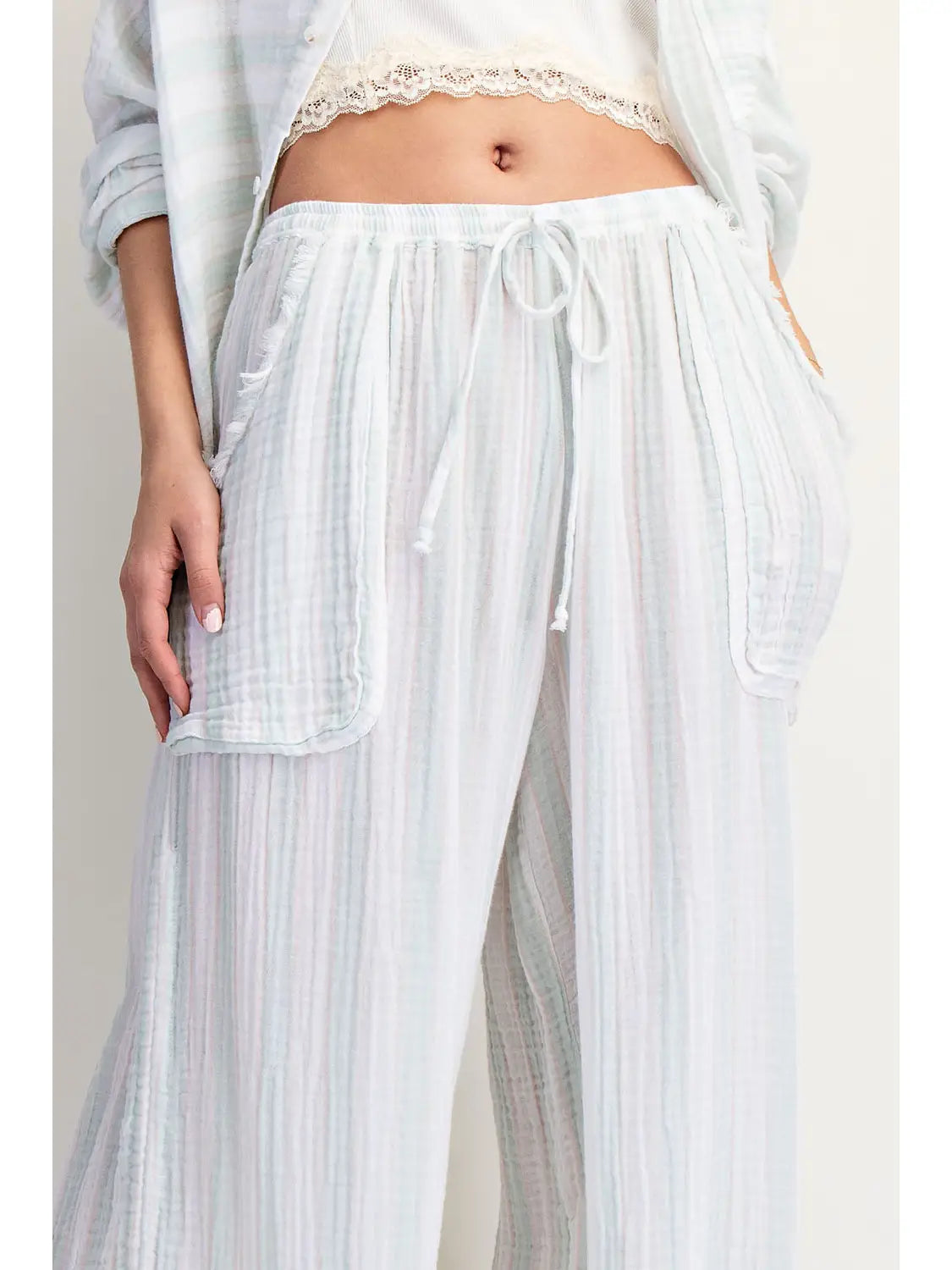 The Coastal Wide Leg Gauze Pants