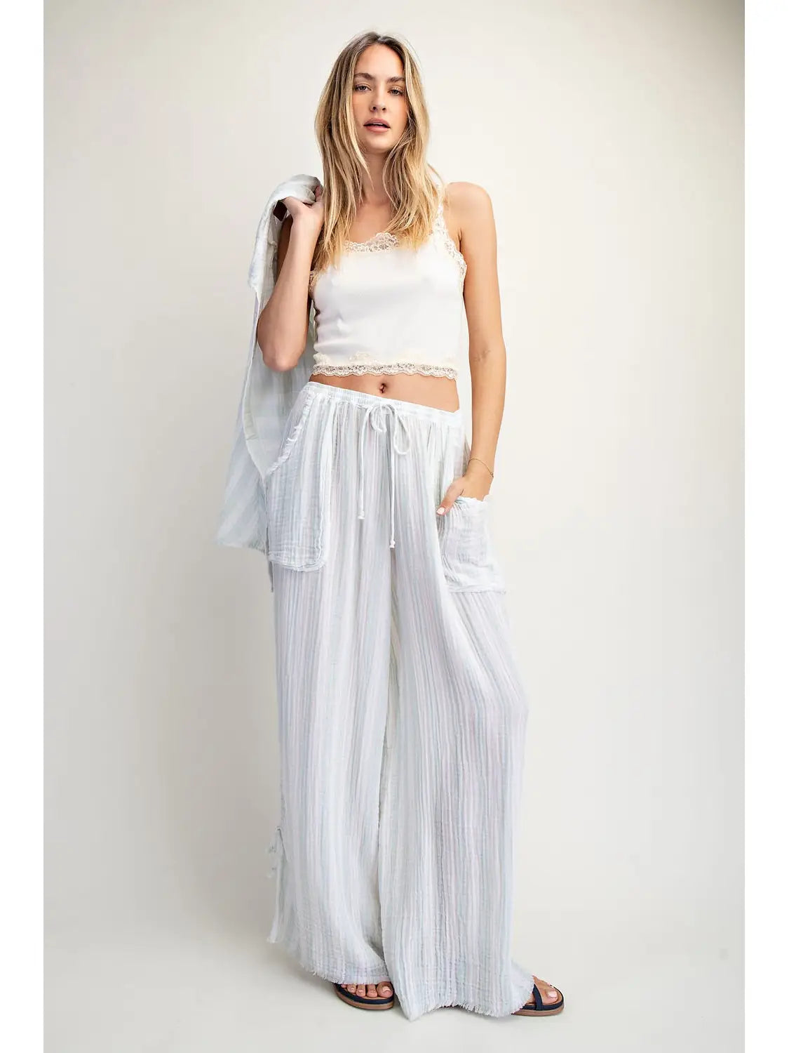 The Coastal Wide Leg Gauze Pants