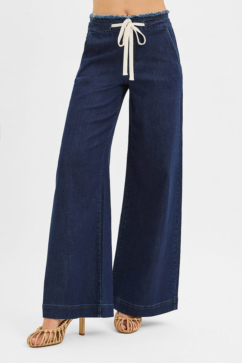 Risen Dark Navy Frayed Jeans