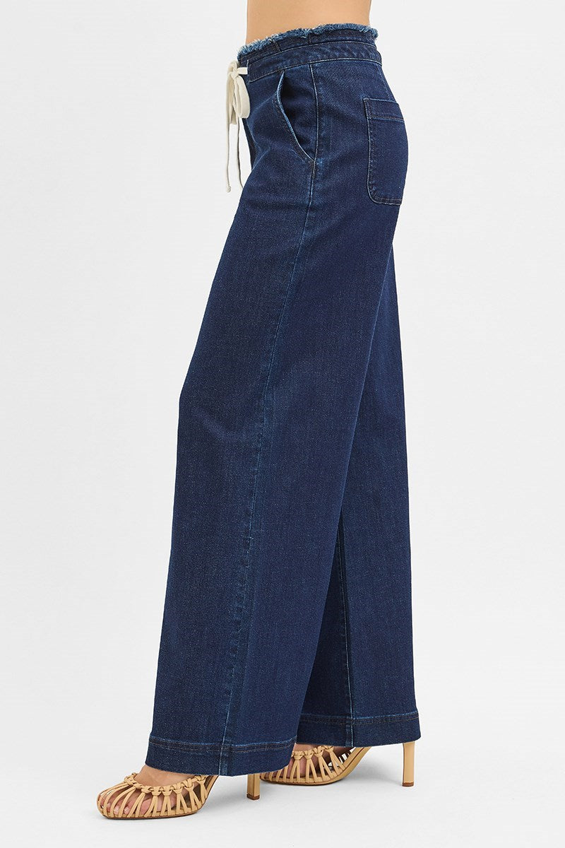 Risen Dark Navy Frayed Jeans
