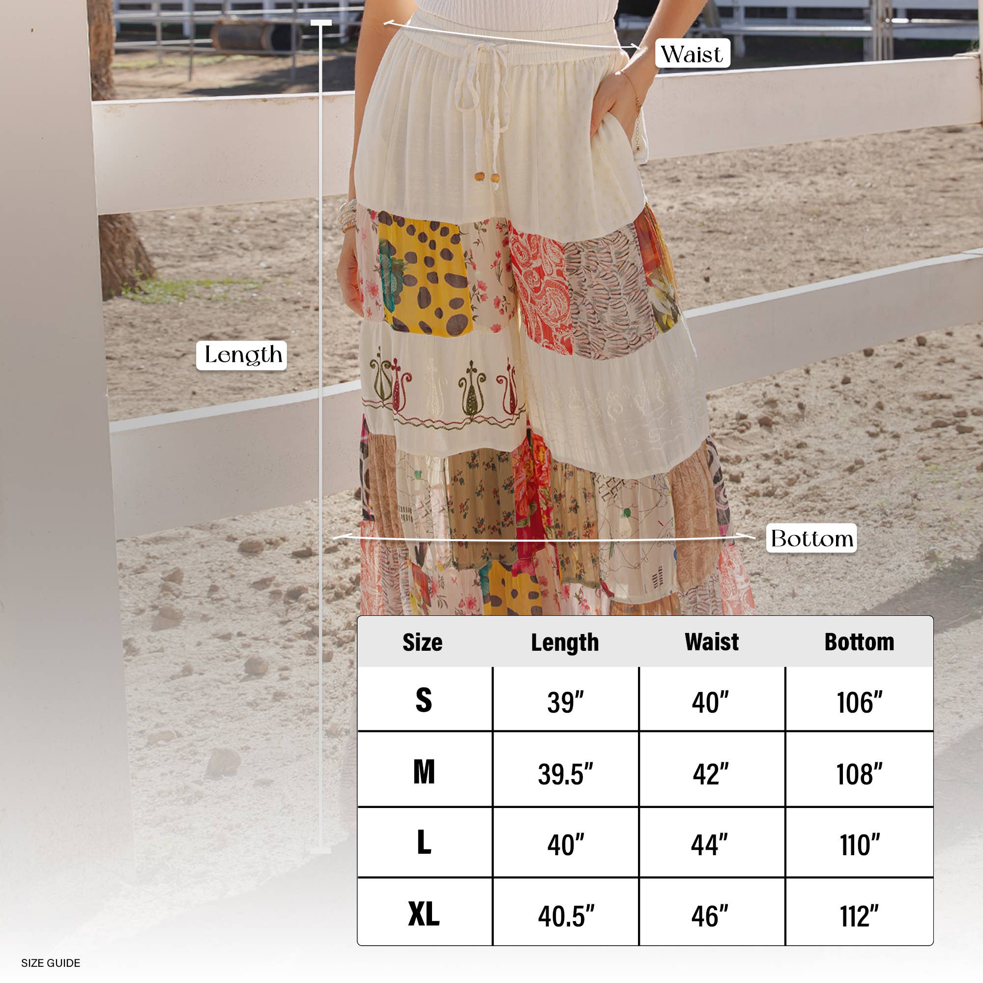 Mixed-Print Tiered Boho Pants – Garnet