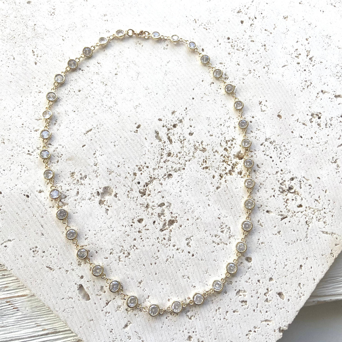 Crystal Necklace 6mm Gold Layering