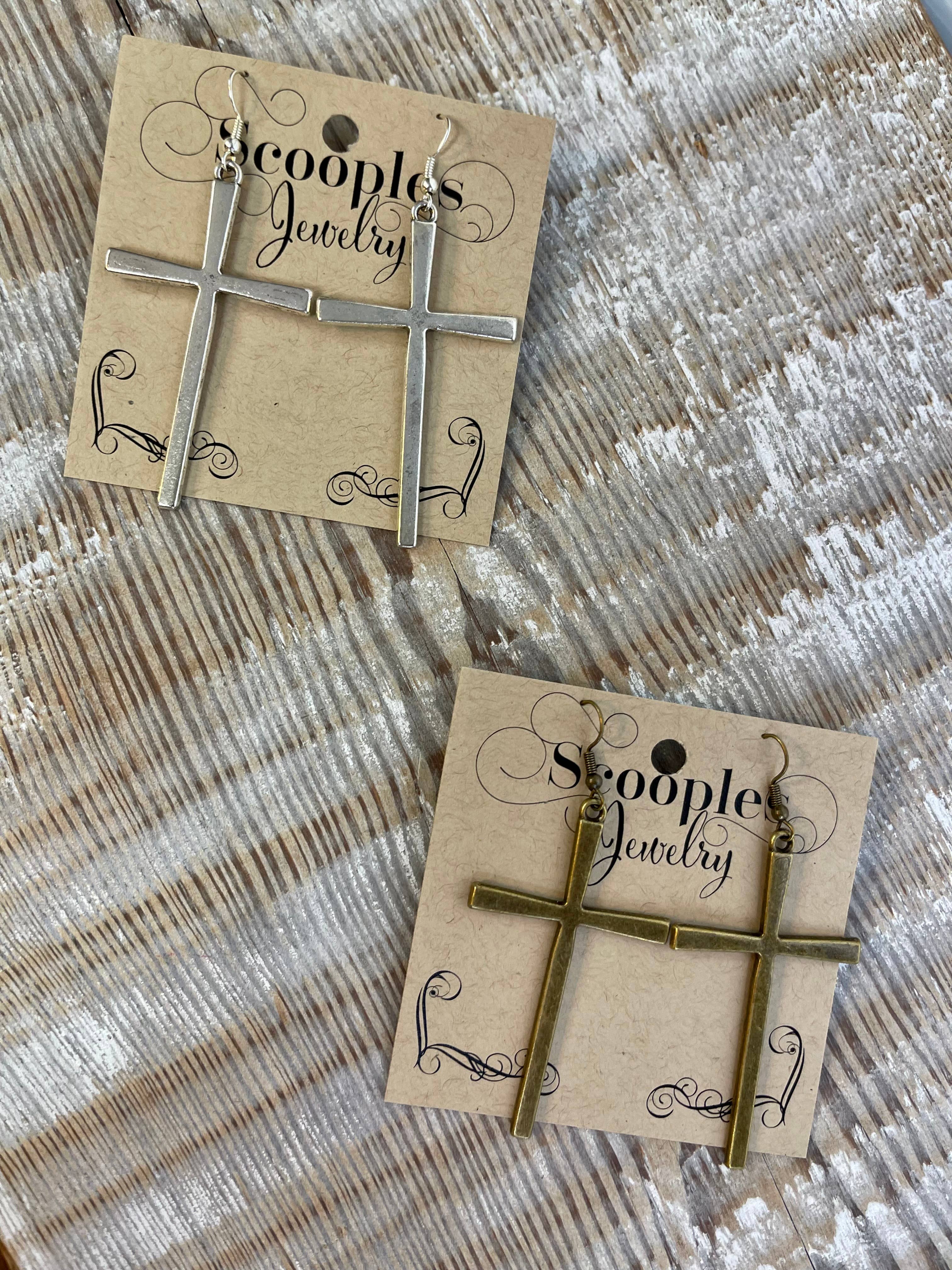 Large Bronze Cross Earrings