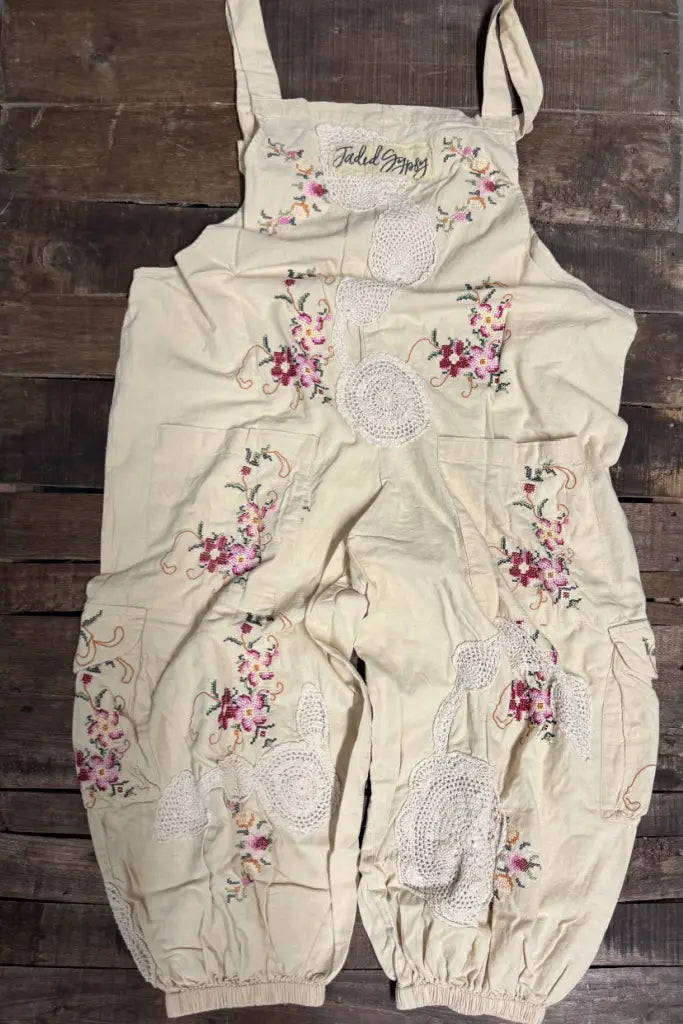 Flat lay of the Gypsy Soul overalls back side