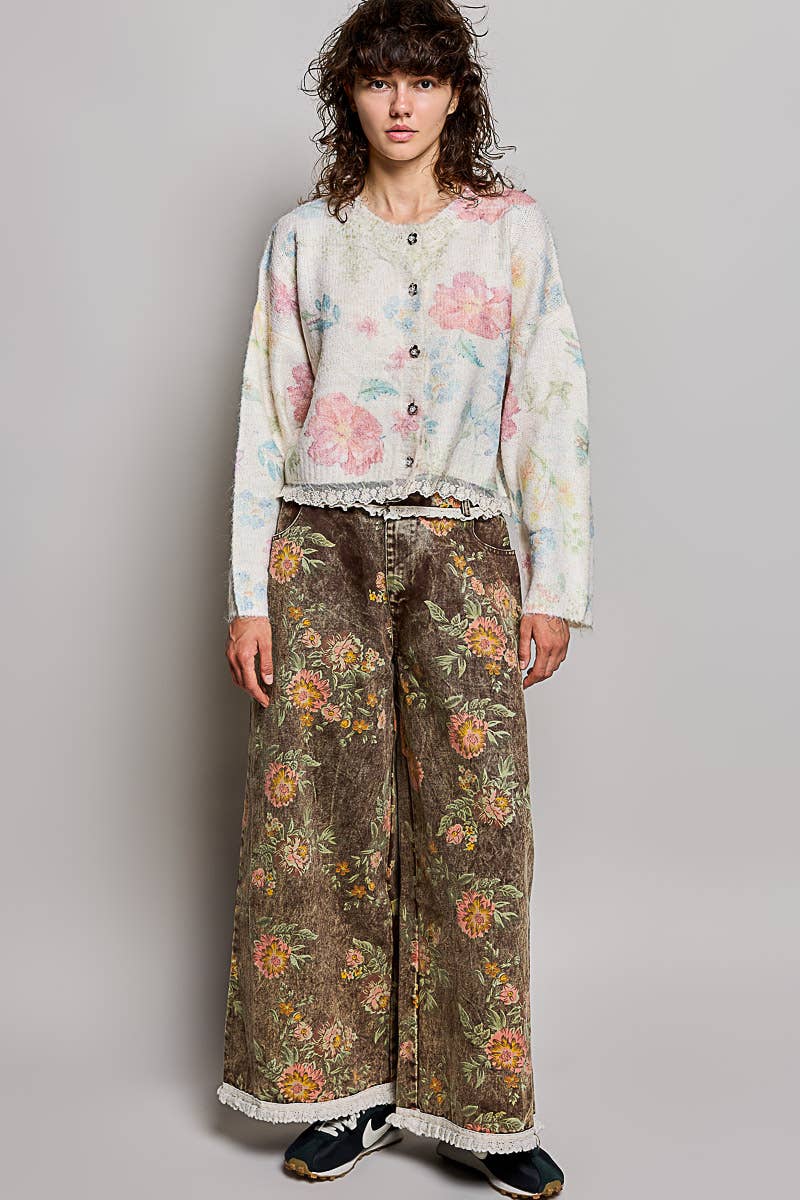 Cocoa Meadow Ruffle-Waist Pants