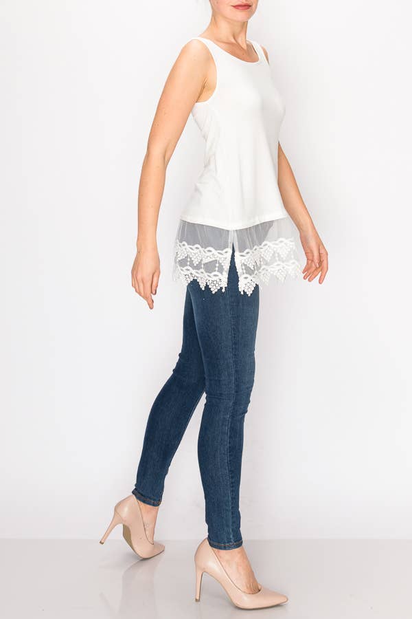 Ivory Lace Hem Tank