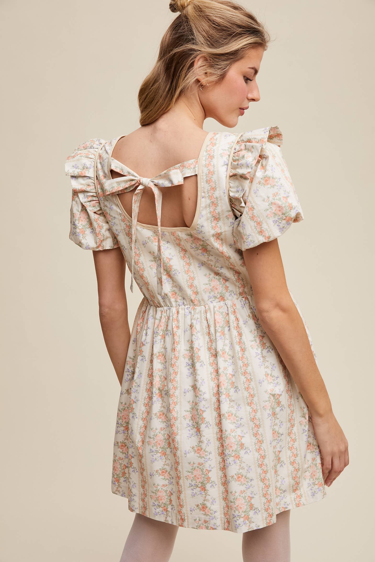 Just Peachy Vintage Floral Babydoll Dress